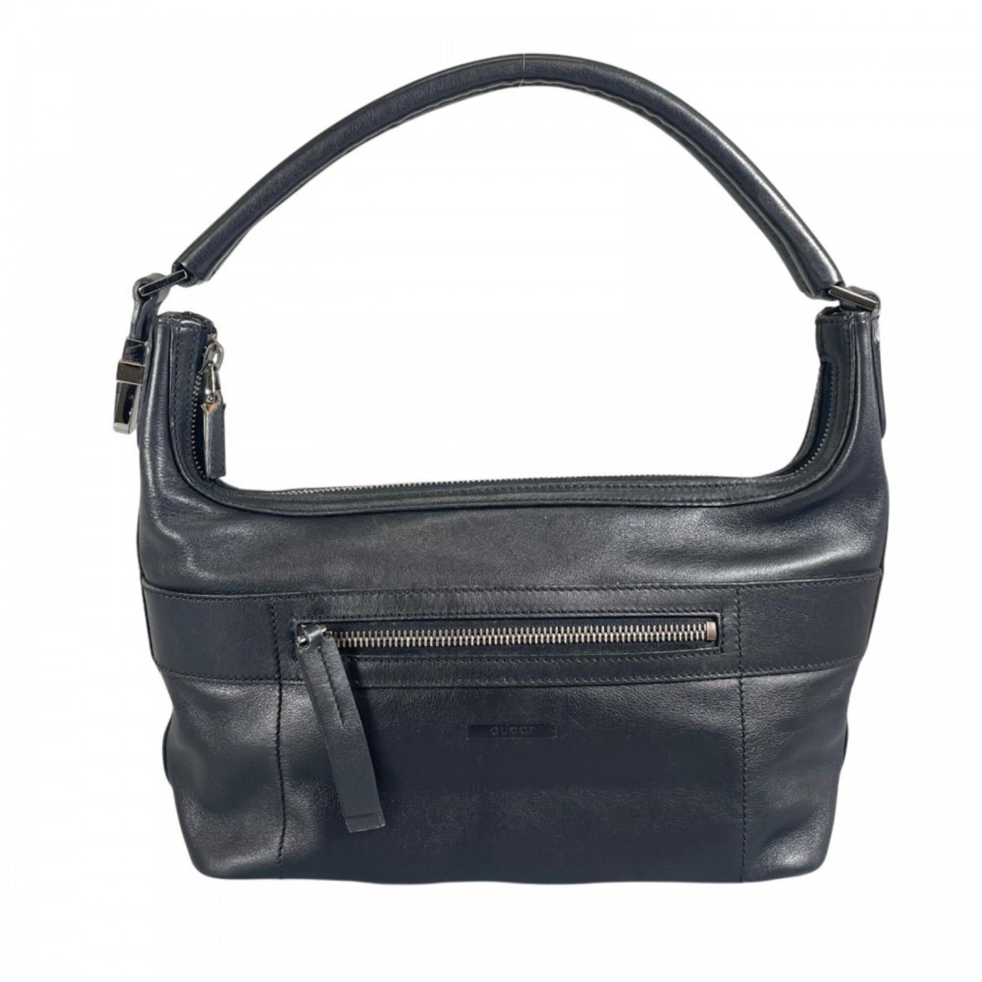 Gucci Black White Leather Handbag (Pre-Owned)