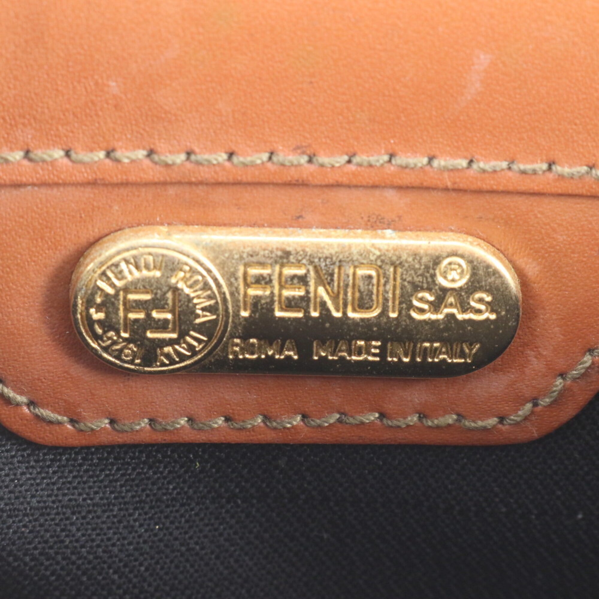 Fendi Black Brown Leather Coated Canvas Crossbody Bag Shoulder Bag (Pre-Owned)