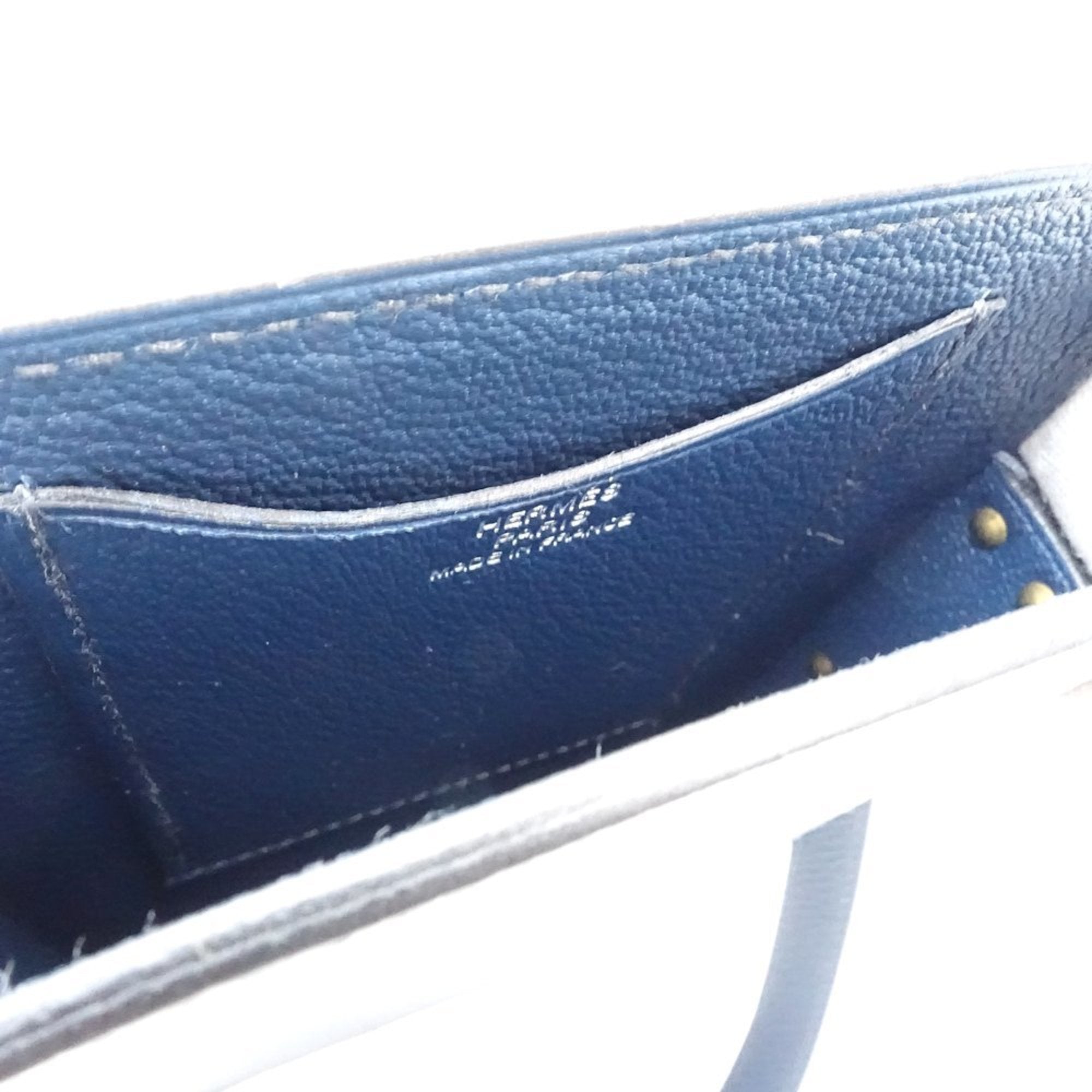 Hermes Blue Leather Pochette Shoulder Bag (Pre-Owned)