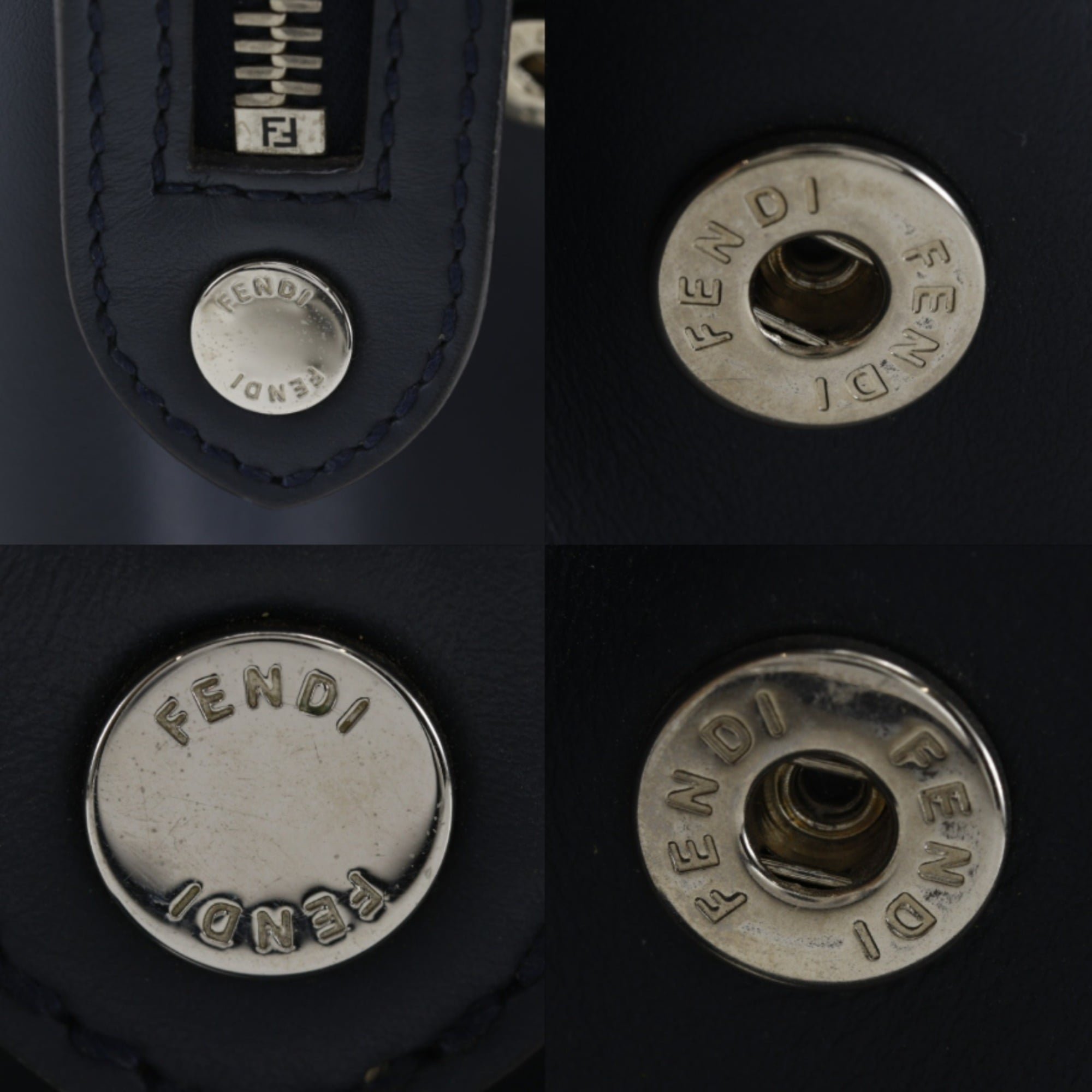 Fendi Navy Leather Handbag (Pre-Owned)