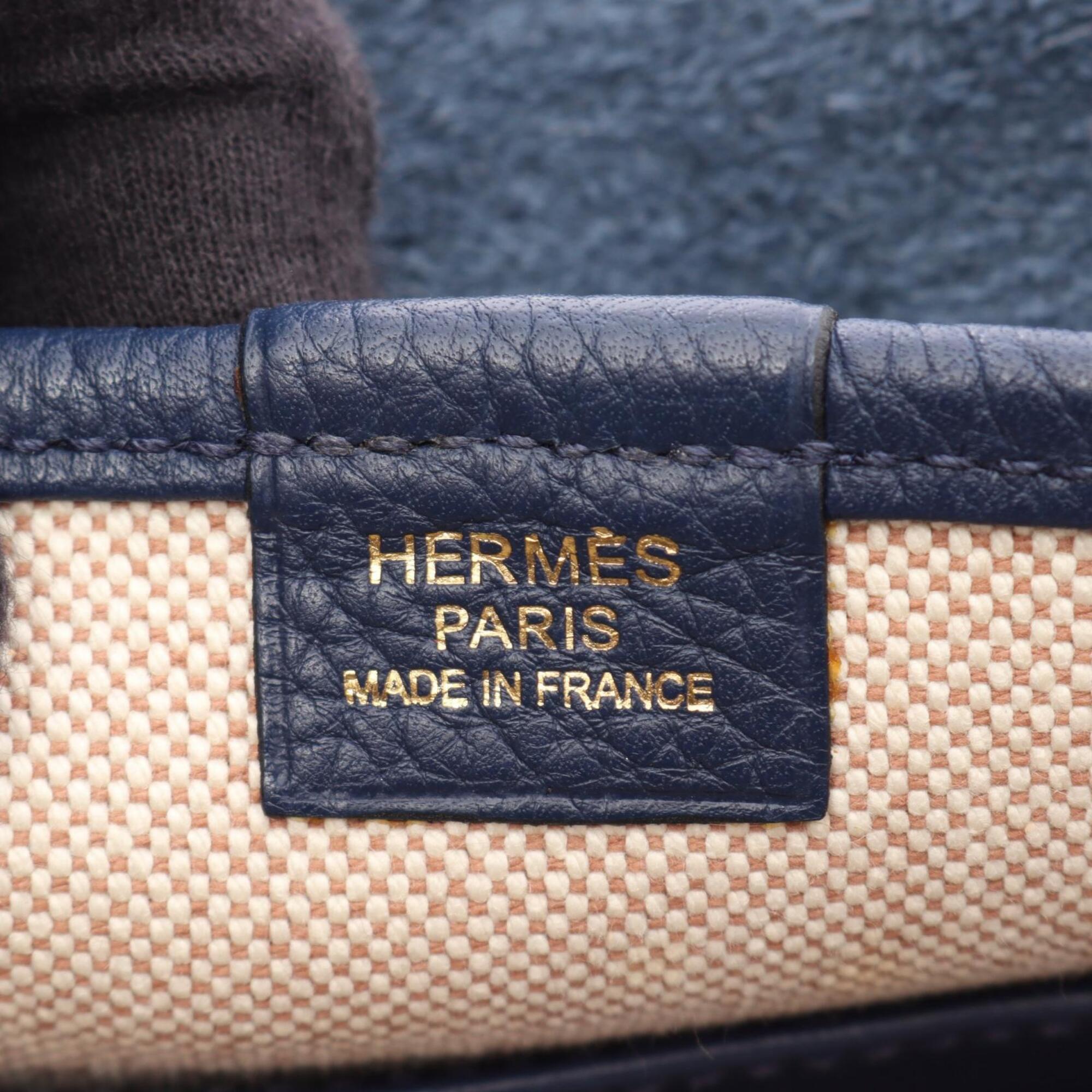 Hermes Black Blue Taurillon Clemence Leather Handbag Shoulder Bag (Pre-Owned)