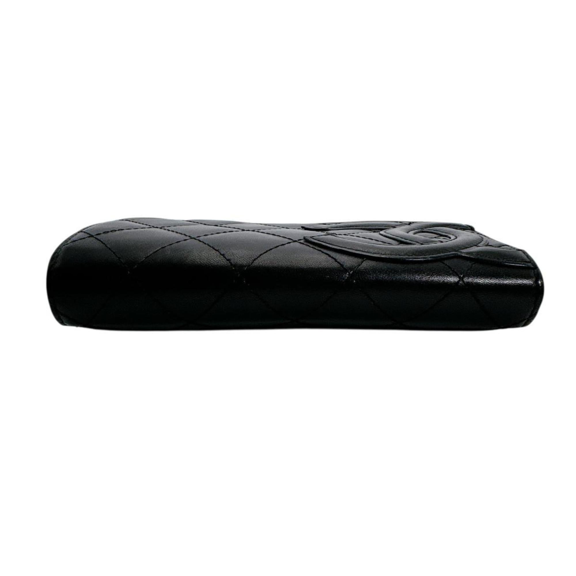 Chanel Black Leather Wallet (Bi-Fold) (Pre-Owned)