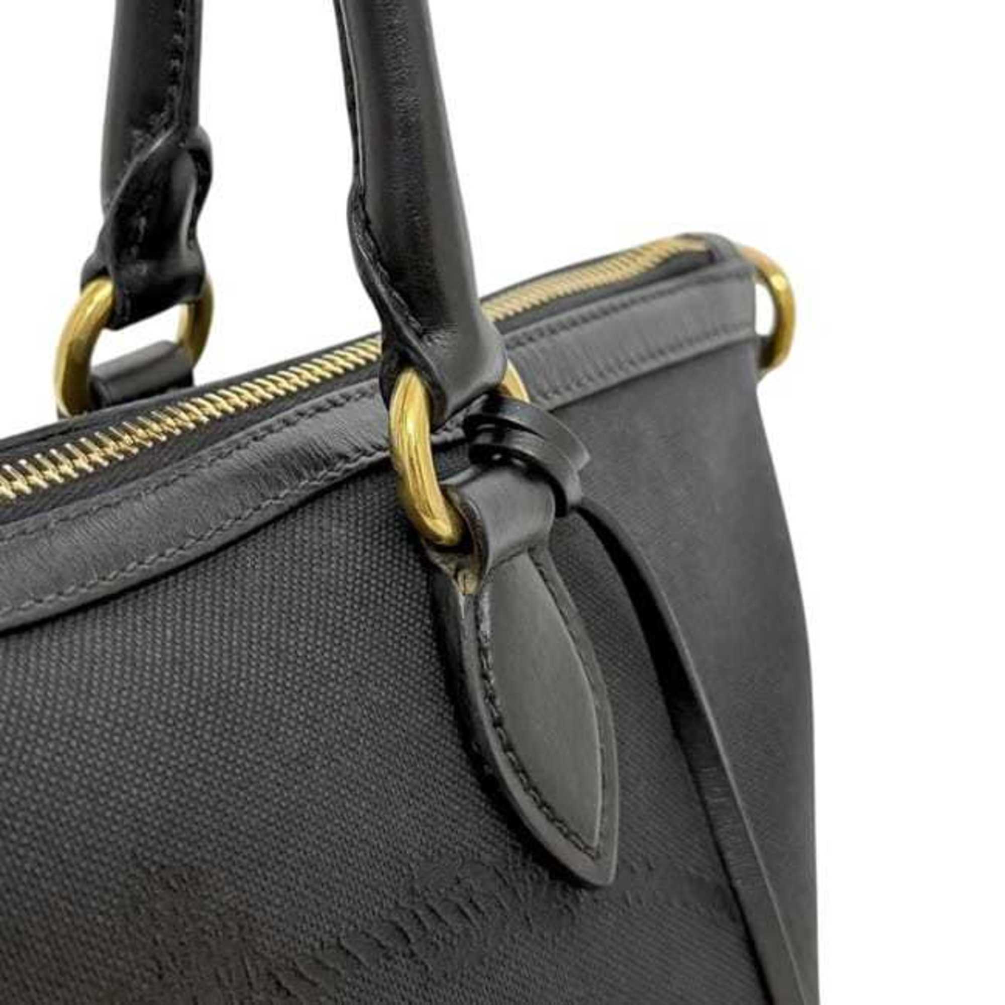 Prada Black Nero Canvas Jacquard Leather Shoulder Bag Tote Bag (Pre-Owned)