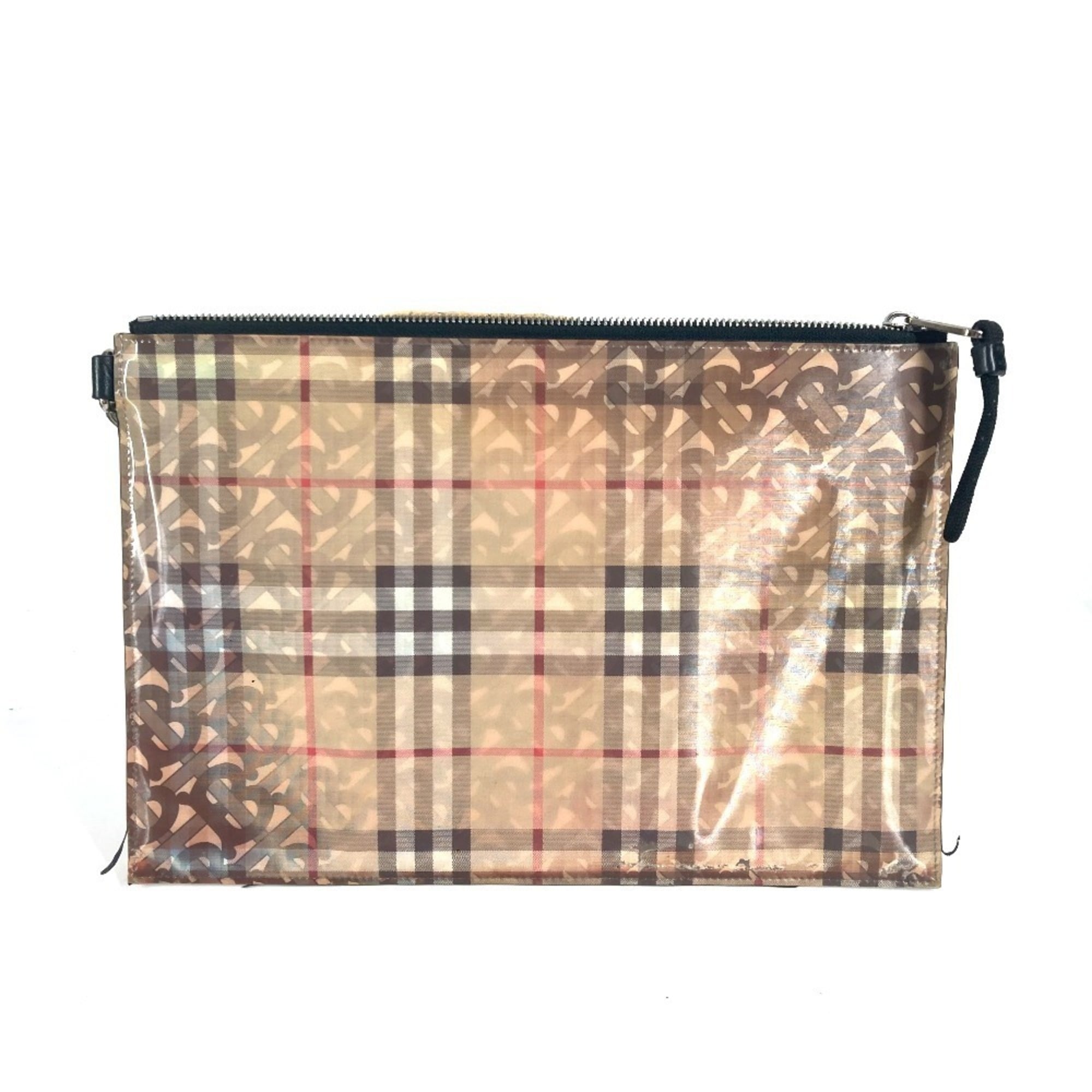 Burberry Beige Black Nylon Clutch Bag Pouch (Pre-Owned)