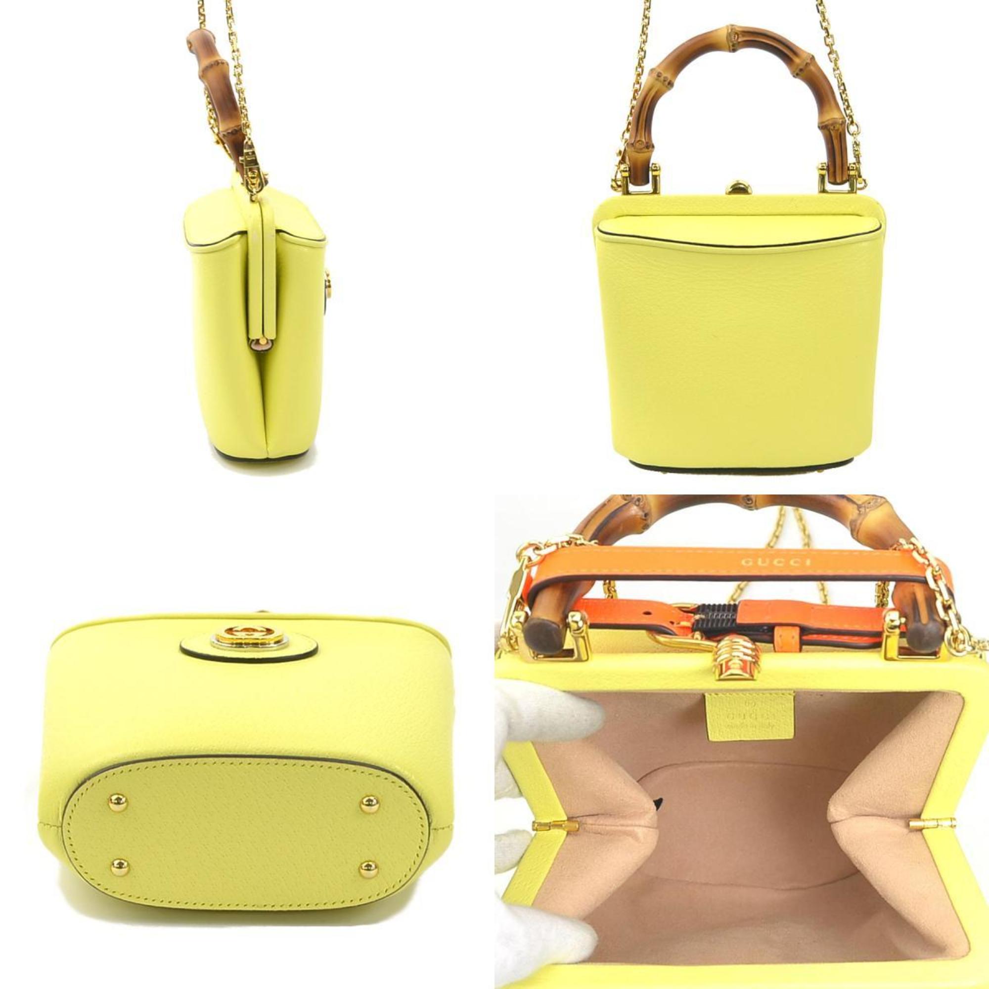 Gucci Yellow Leather Handbag Shoulder Bag (Pre-Owned)