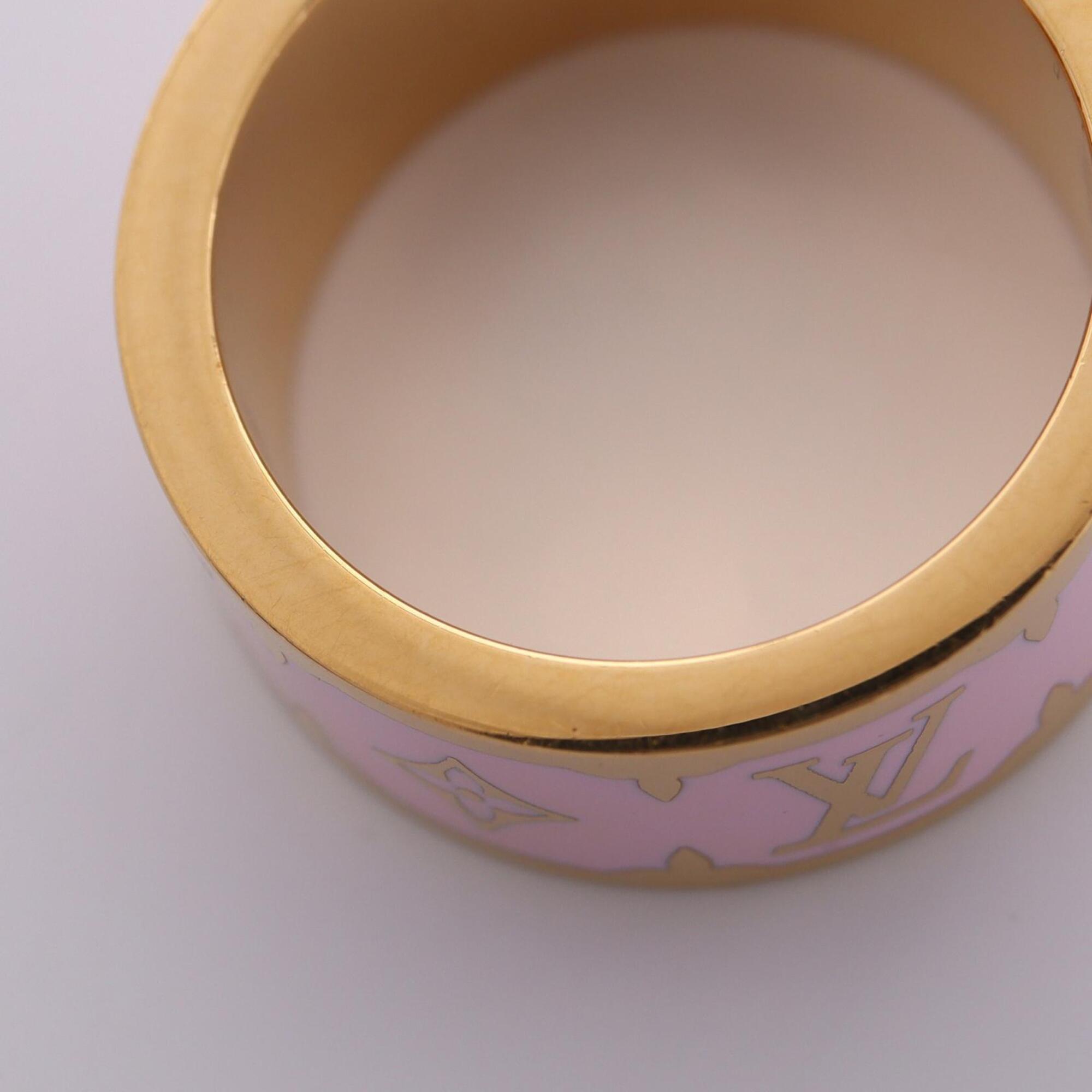 Louis Vuitton Gold Pink Enamel Gold Plating Band Ring (Pre-Owned)