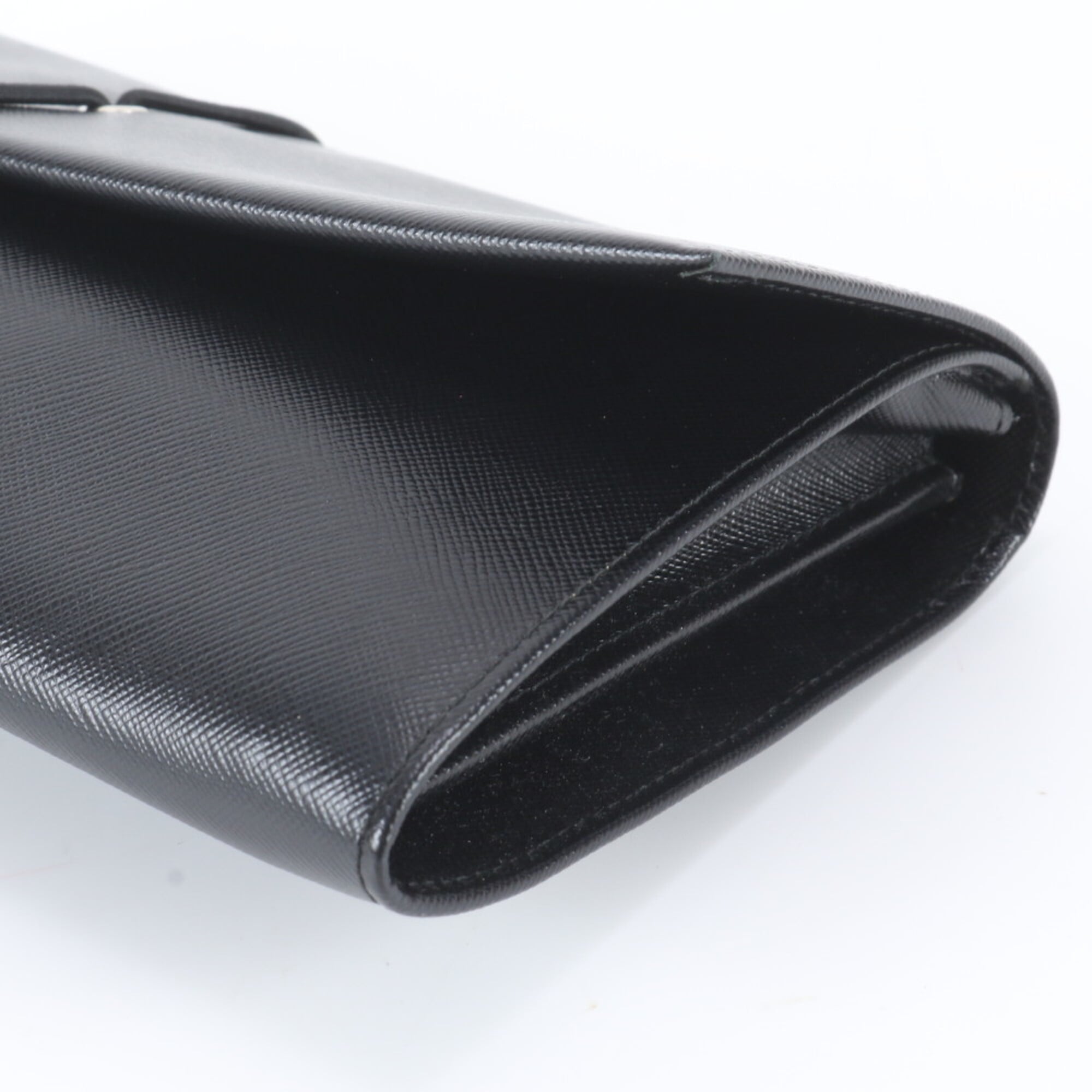 Prada Black Leather Clutch Bag Handbag Pouch (Pre-Owned)