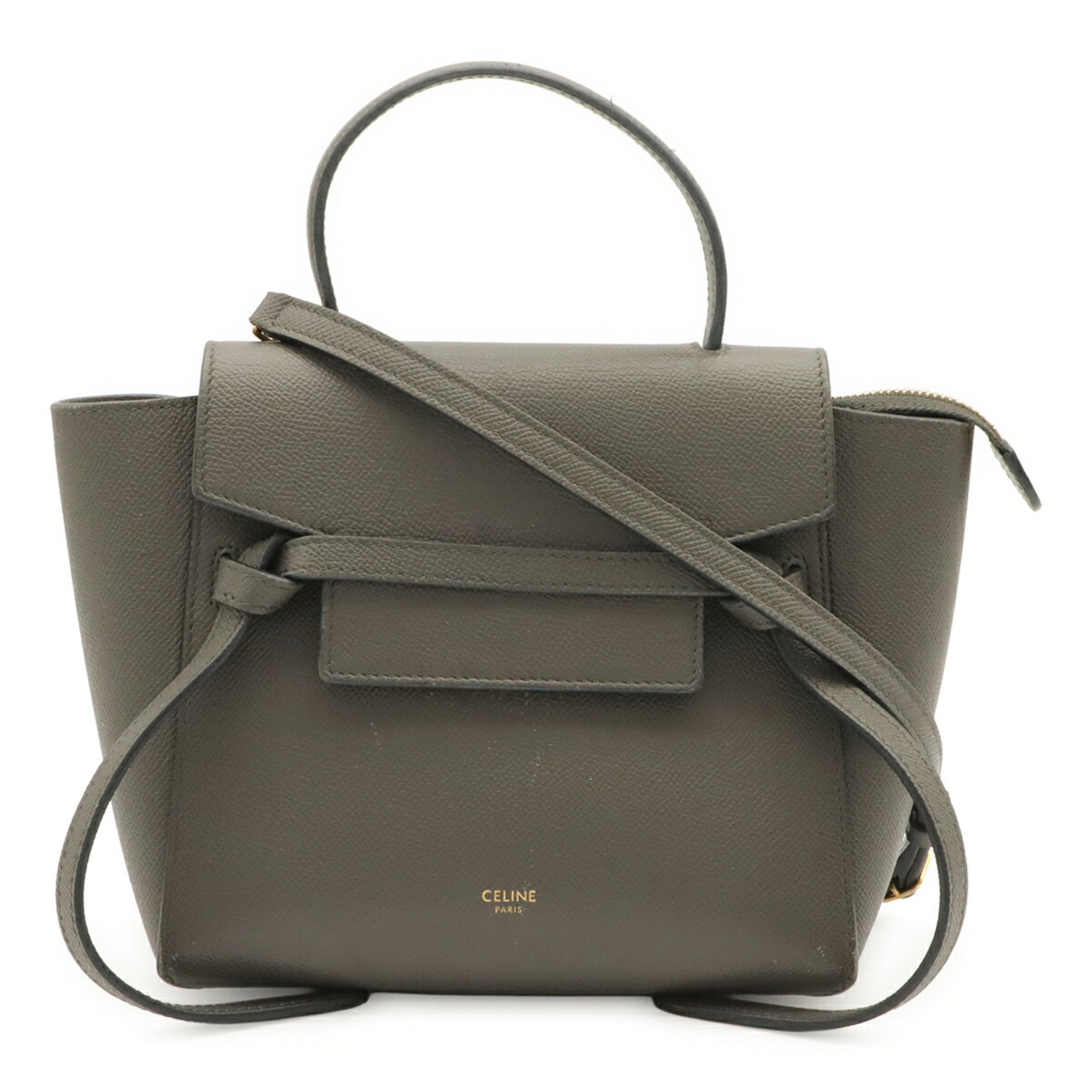 Celine Gray Leather Handbag Shoulder Bag (Pre-Owned)