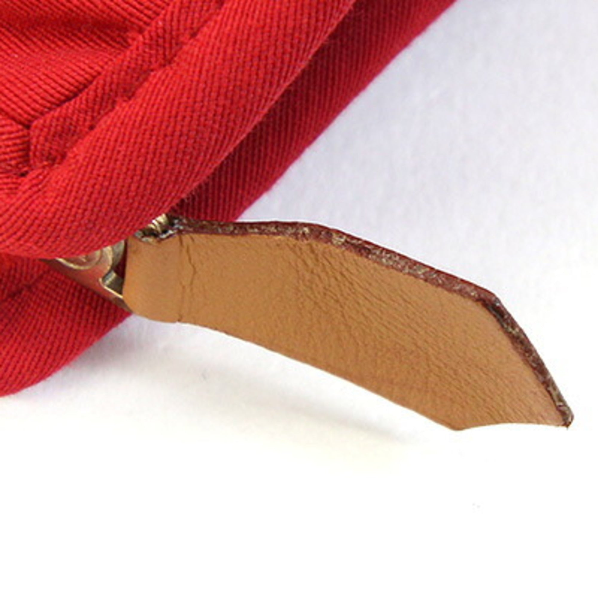 Hermes Beige Red Color Canvas Clutch Bag Pouch (Pre-Owned)