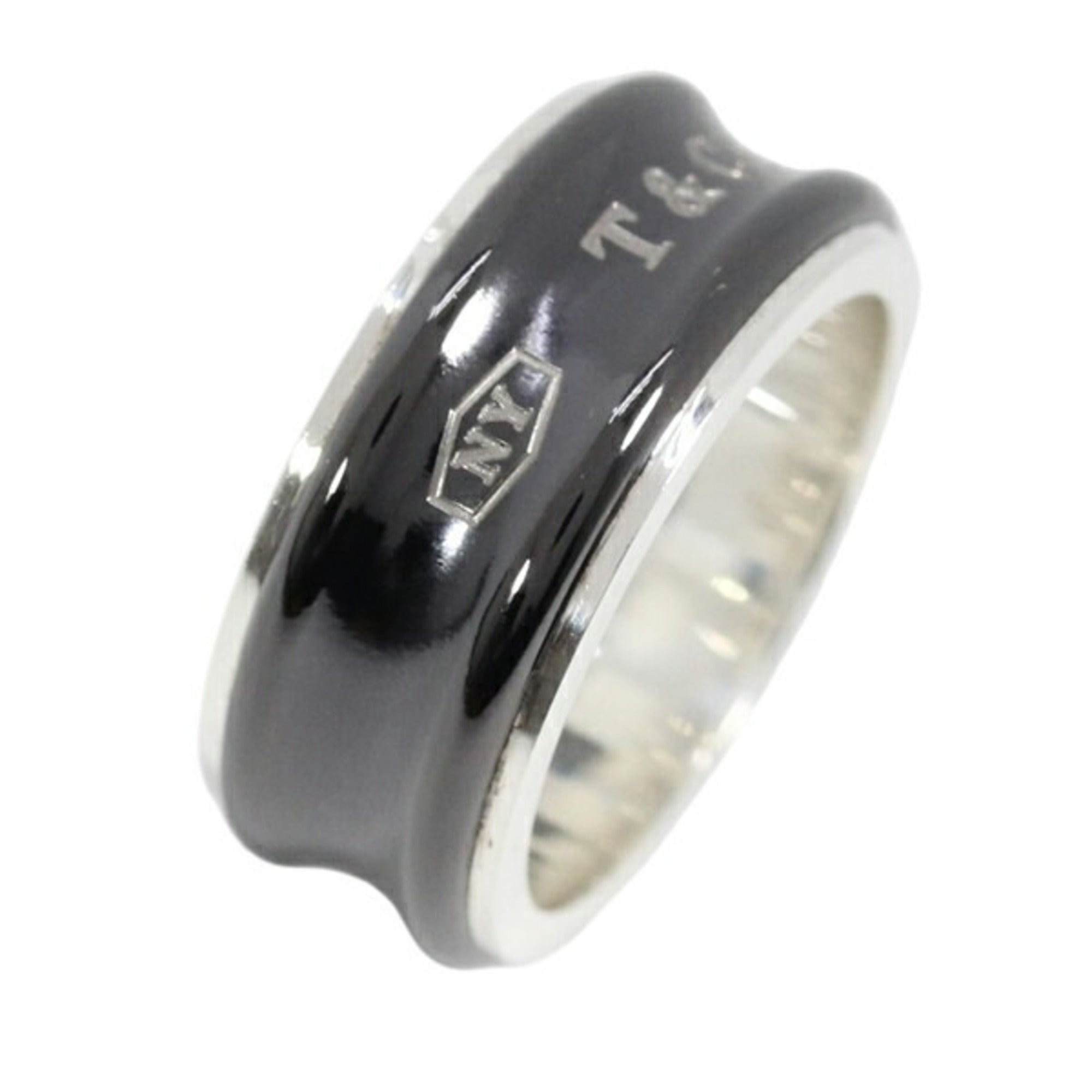 Tiffany Black Silver 925 Titanium Band Ring (Pre-Owned)