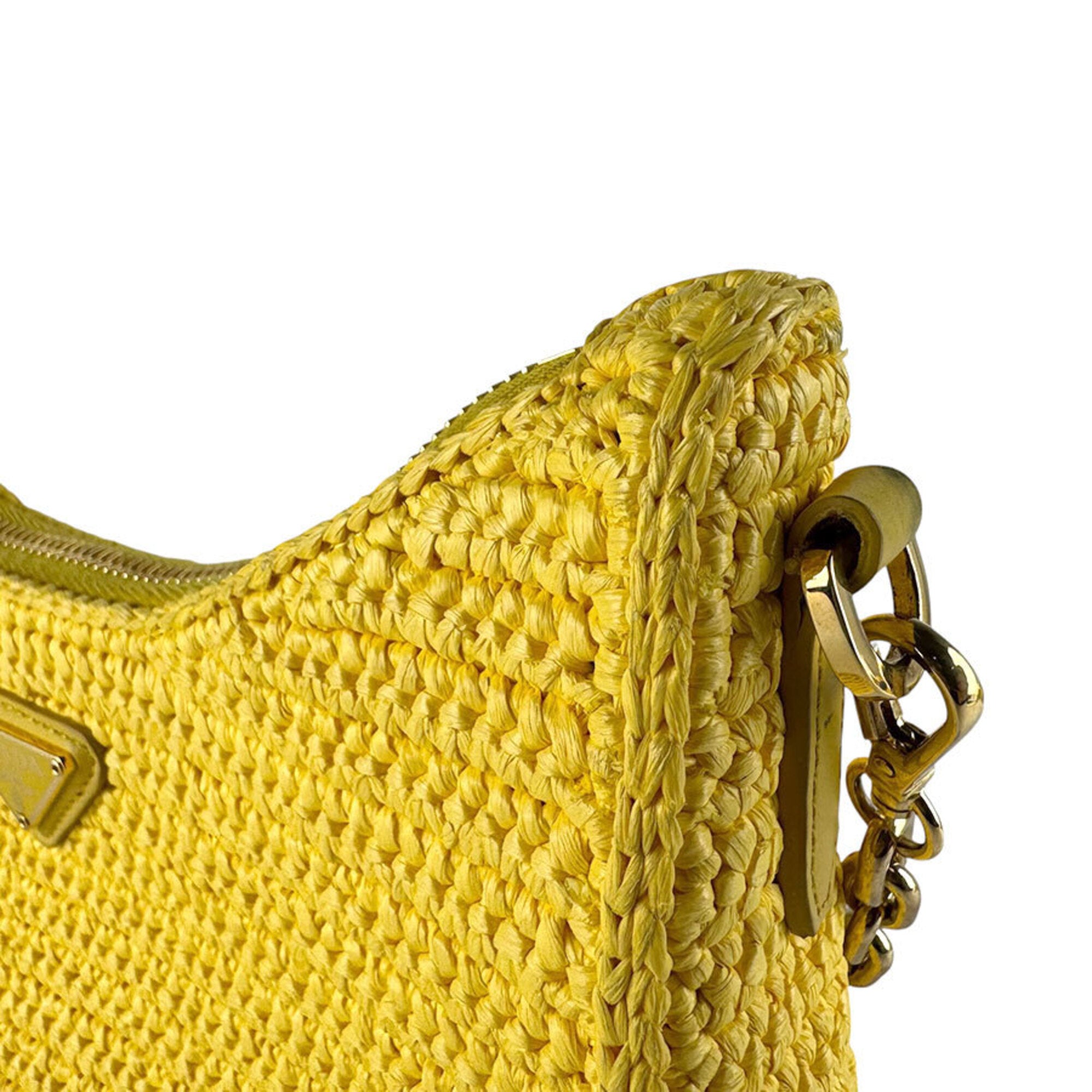 Prada Yellow Raffia Shoulder Bag (Pre-Owned)