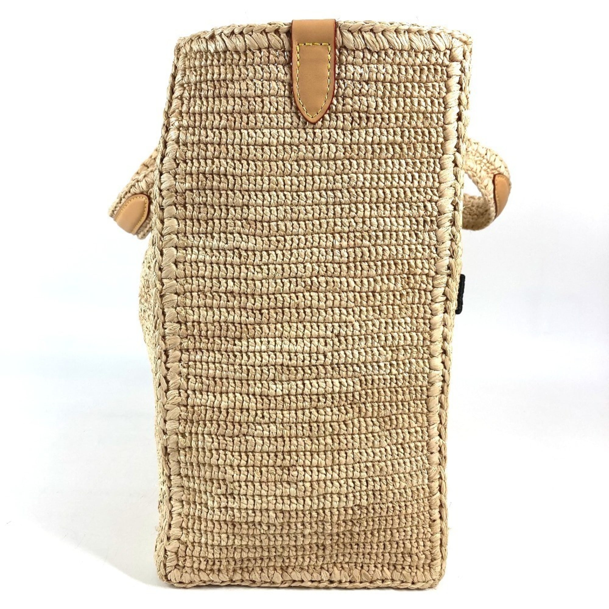 Louis Vuitton Natural Raffia Leather Handbag Shoulder Bag Tote Bag (Pre-Owned)