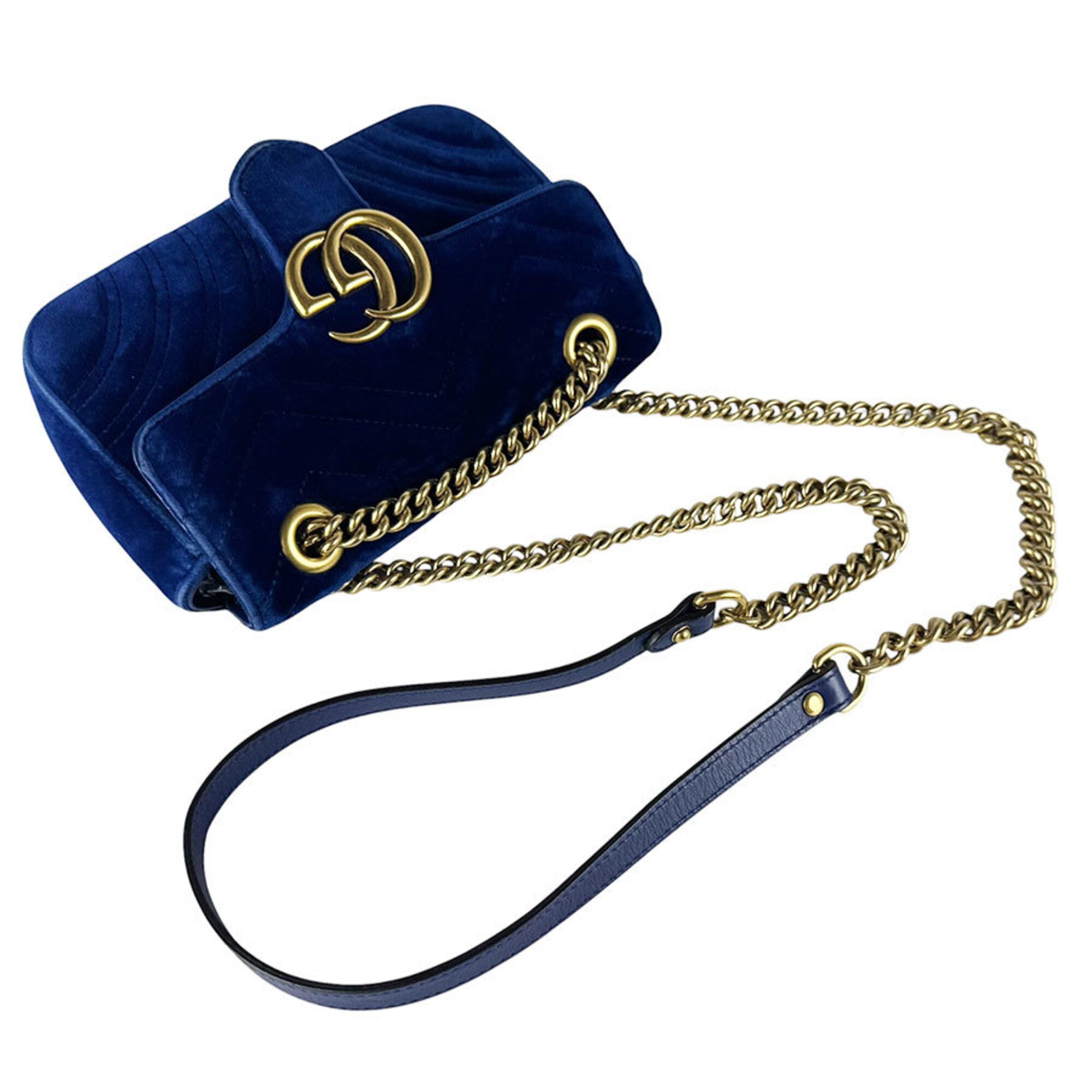 Gucci Blue Velvet Shoulder Bag (Pre-Owned)