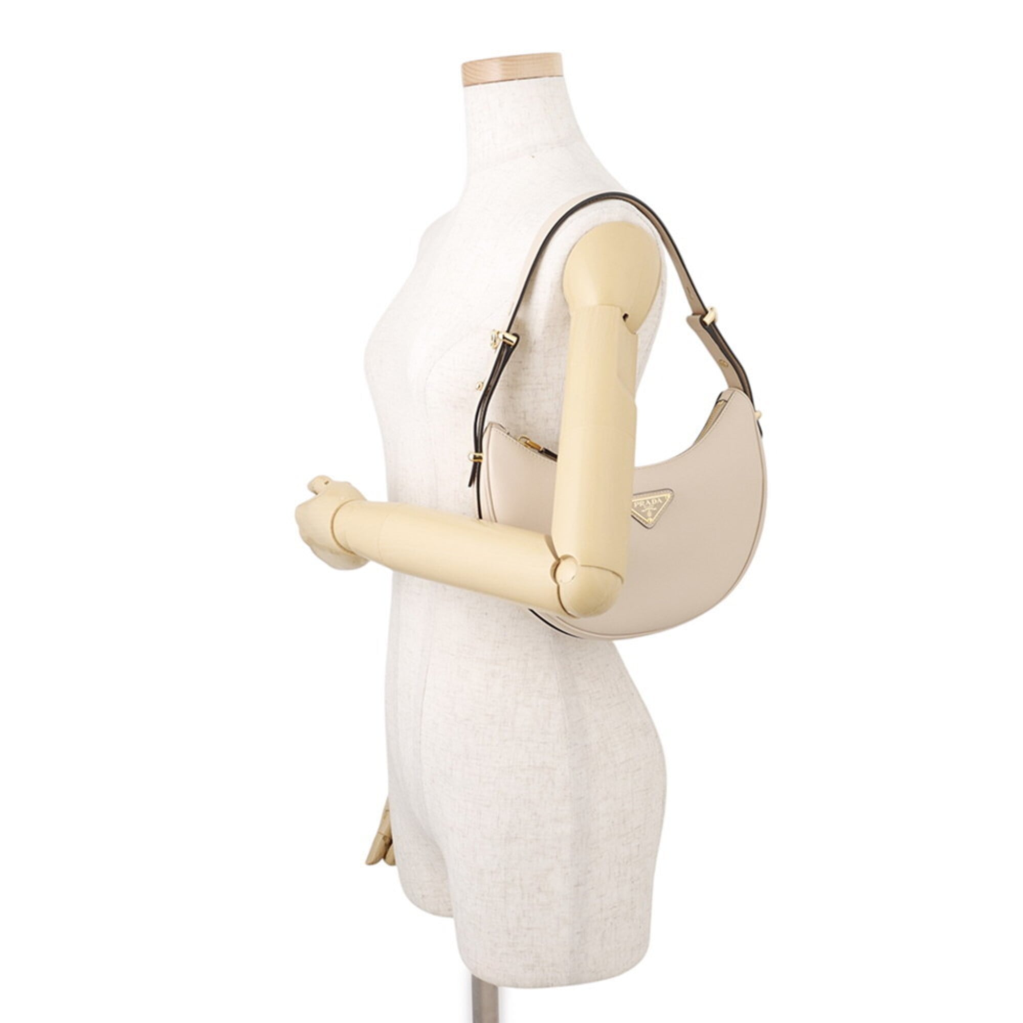 Prada Beige Leather Handbag Shoulder Bag (Pre-Owned)