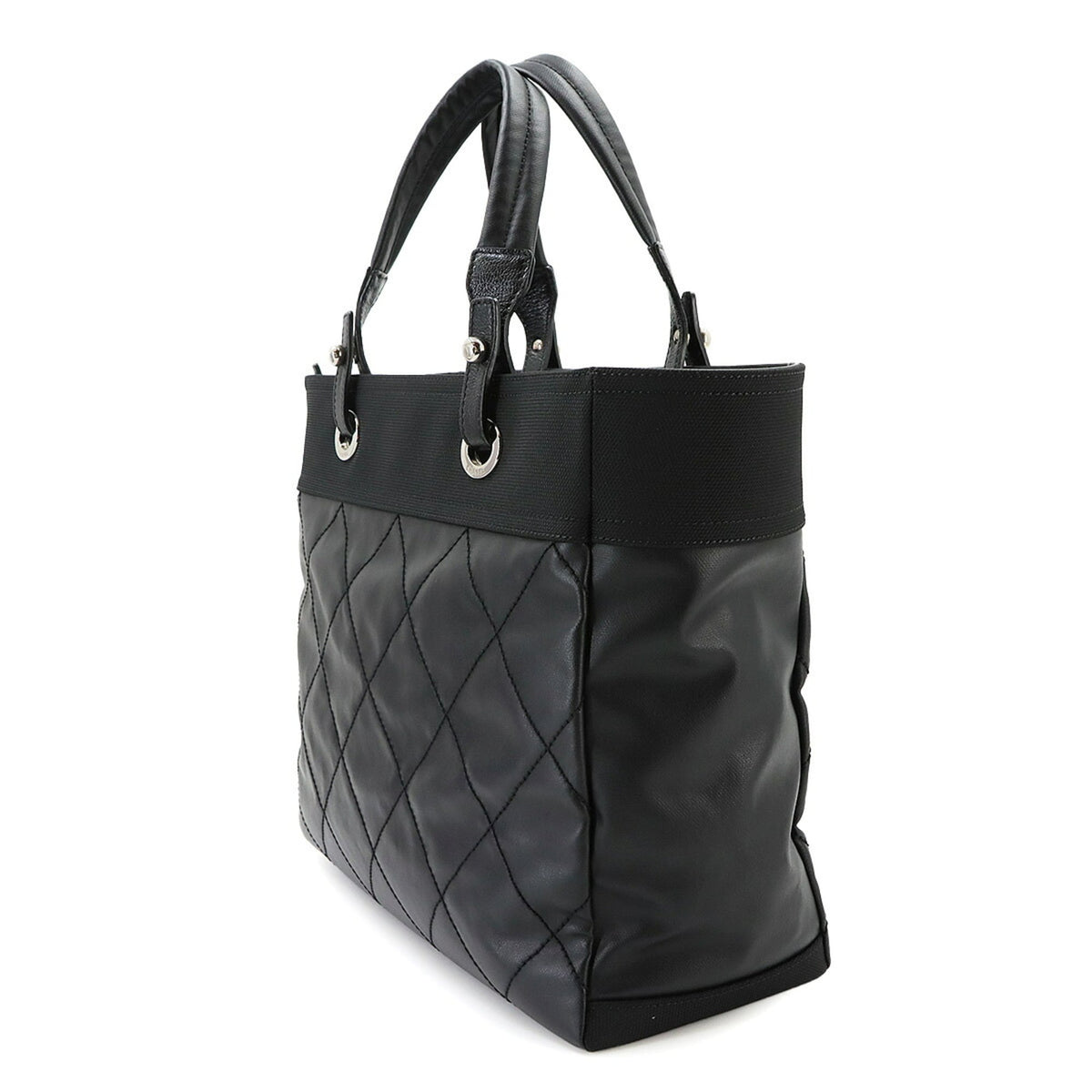 Chanel Black Nylon Pvc Leather Handbag Tote Bag (Pre-Owned)