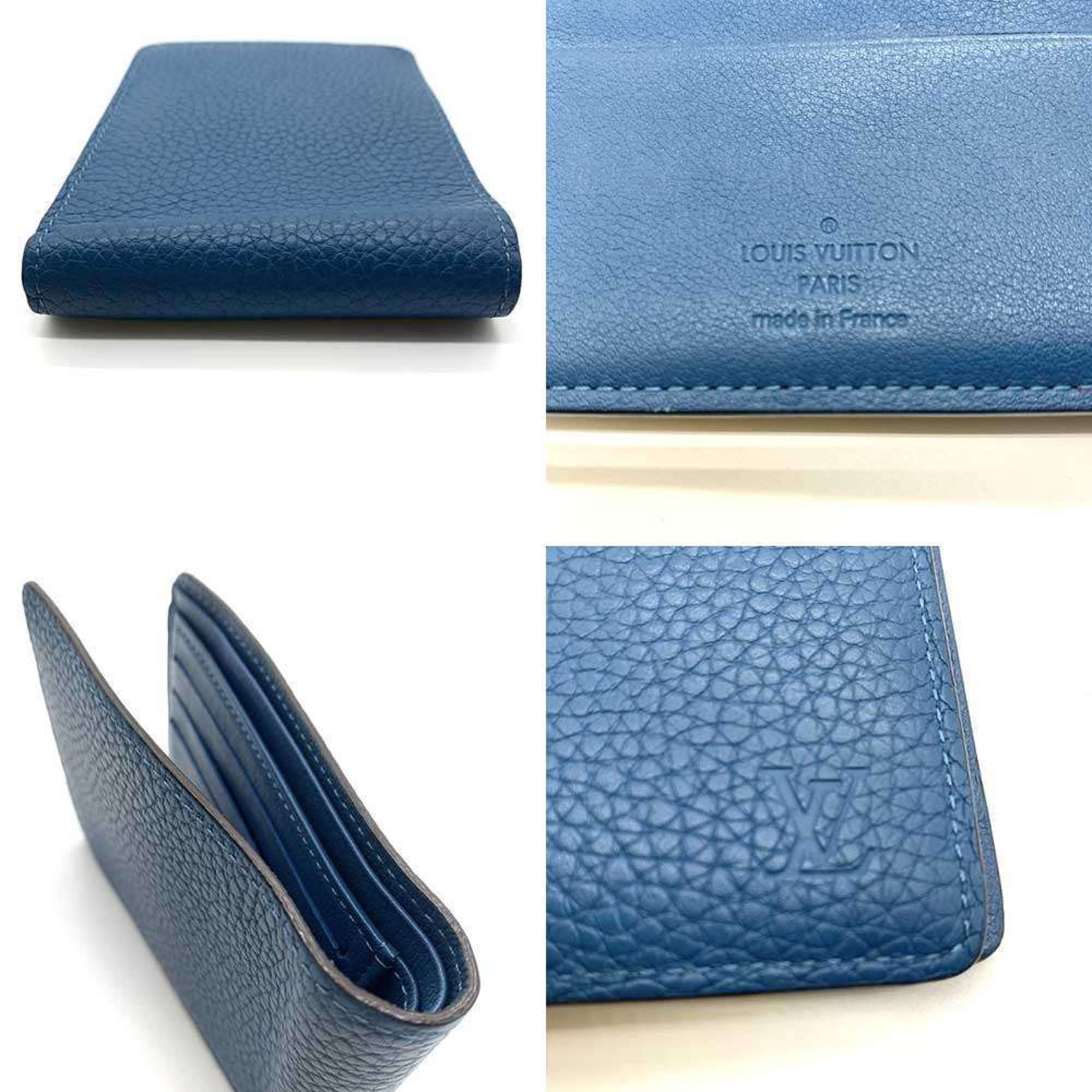 Louis Vuitton Taurillon Blue Leather Wallet (Bi-Fold) (Pre-Owned)