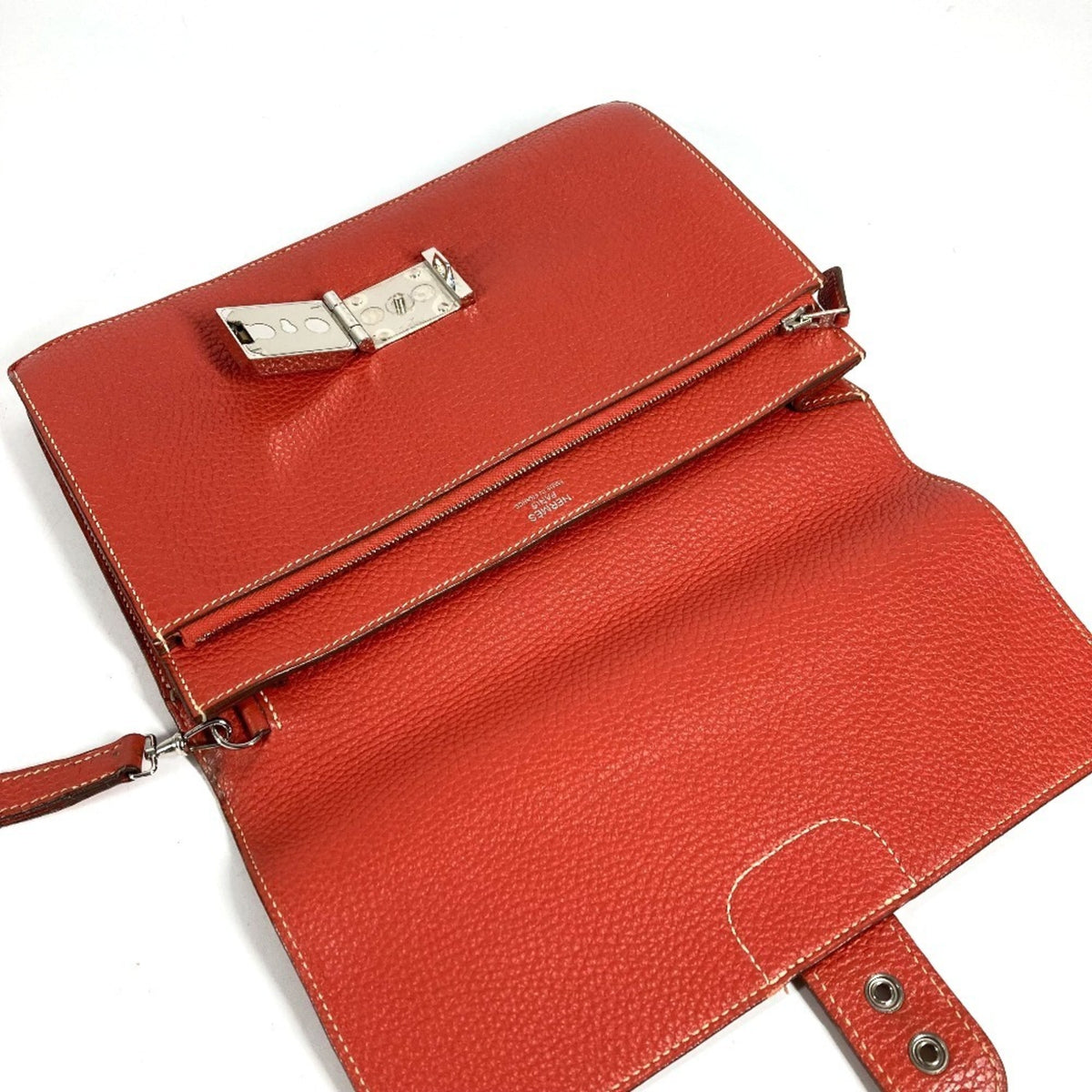 Hermes Brown Leather Clutch Bag Handbag Pochette Pouch (Pre-Owned)