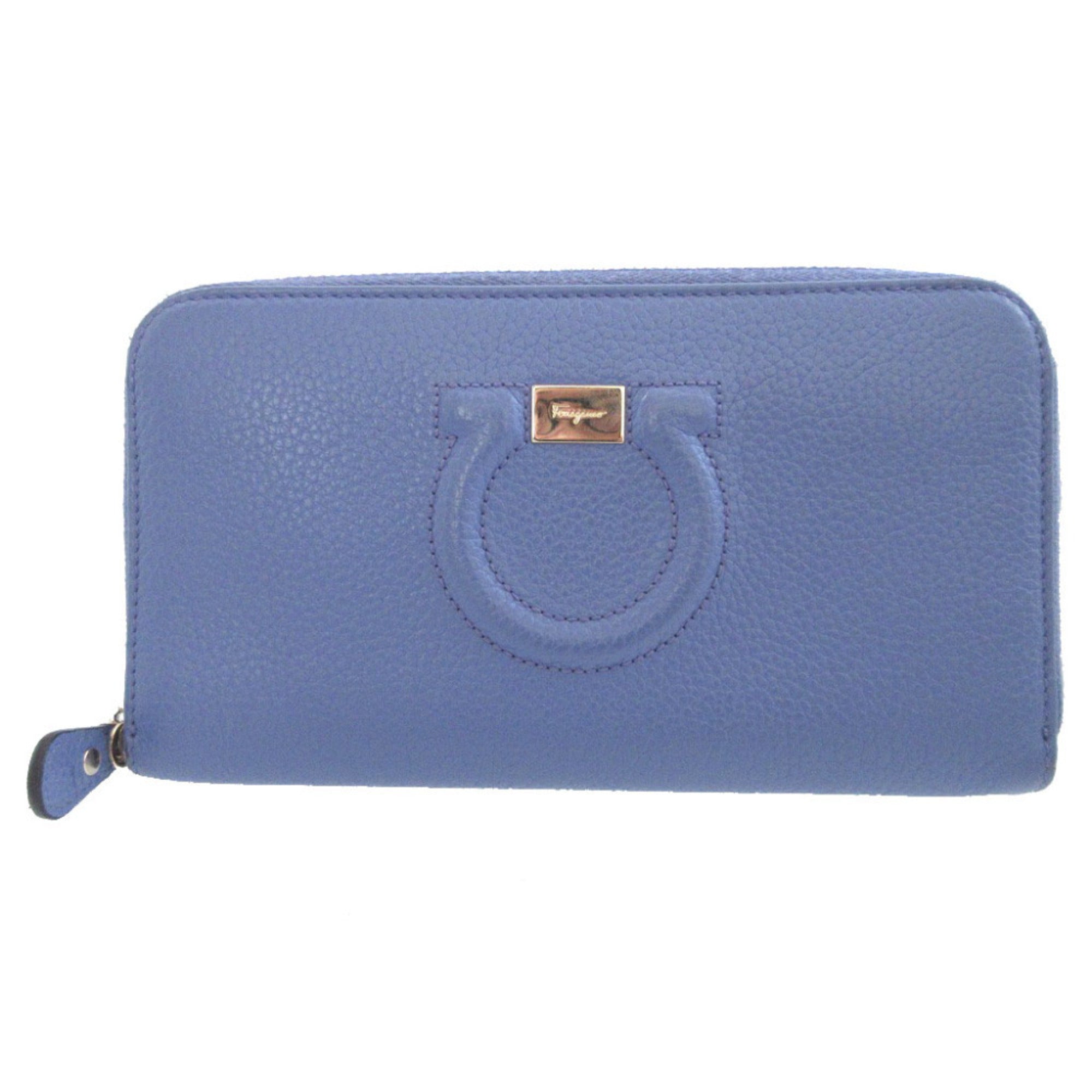 Salvatore Ferragamo Purple Leather Long Wallet (Bi-Fold) (Pre-Owned)
