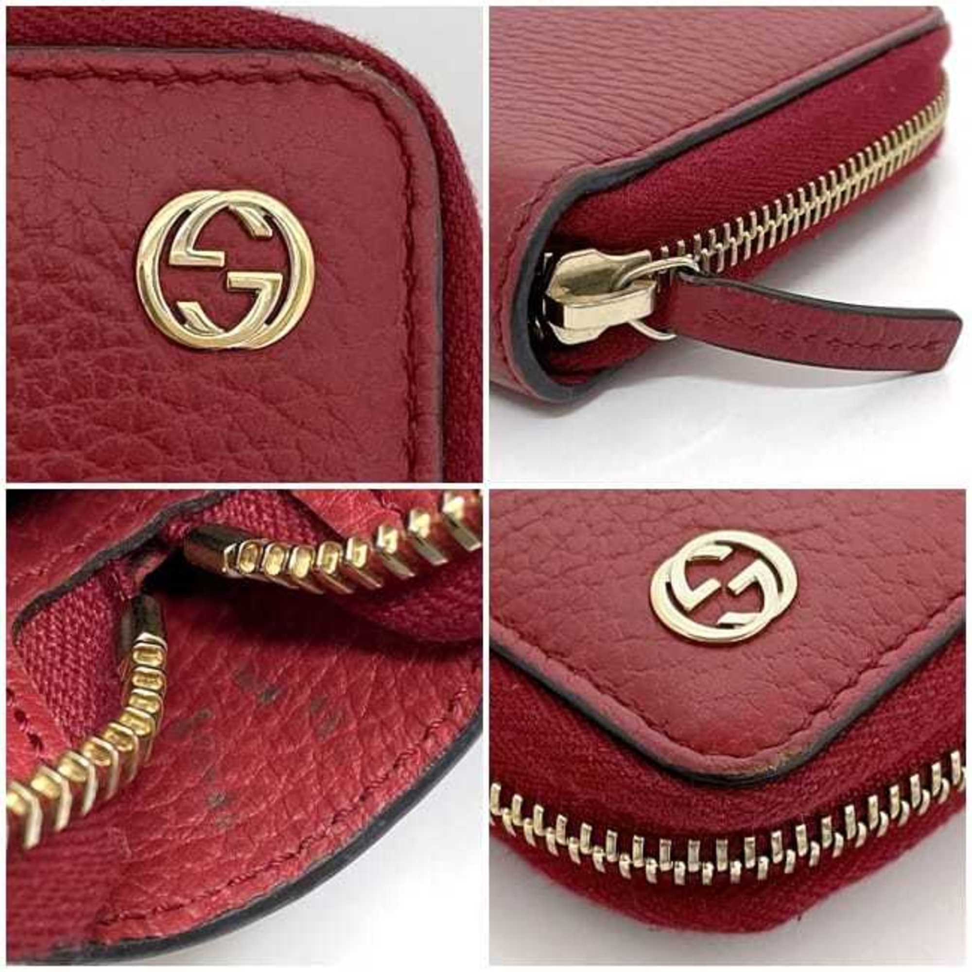 Gucci Red Color Leather Wallet (Bi-Fold) (Pre-Owned)
