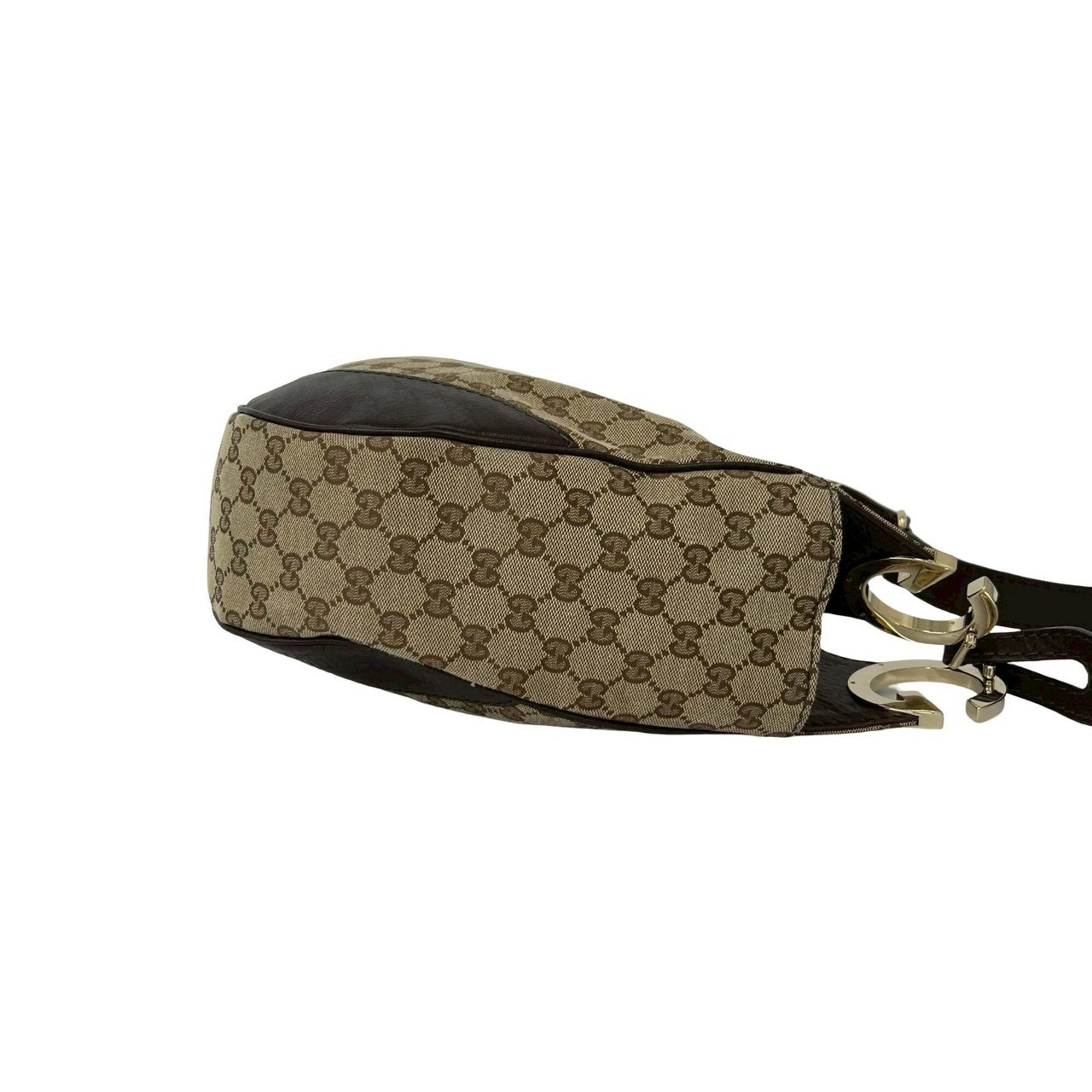 Gucci Beige Brown Canvas Leather Shoulder Bag Sling Bag (Pre-Owned)