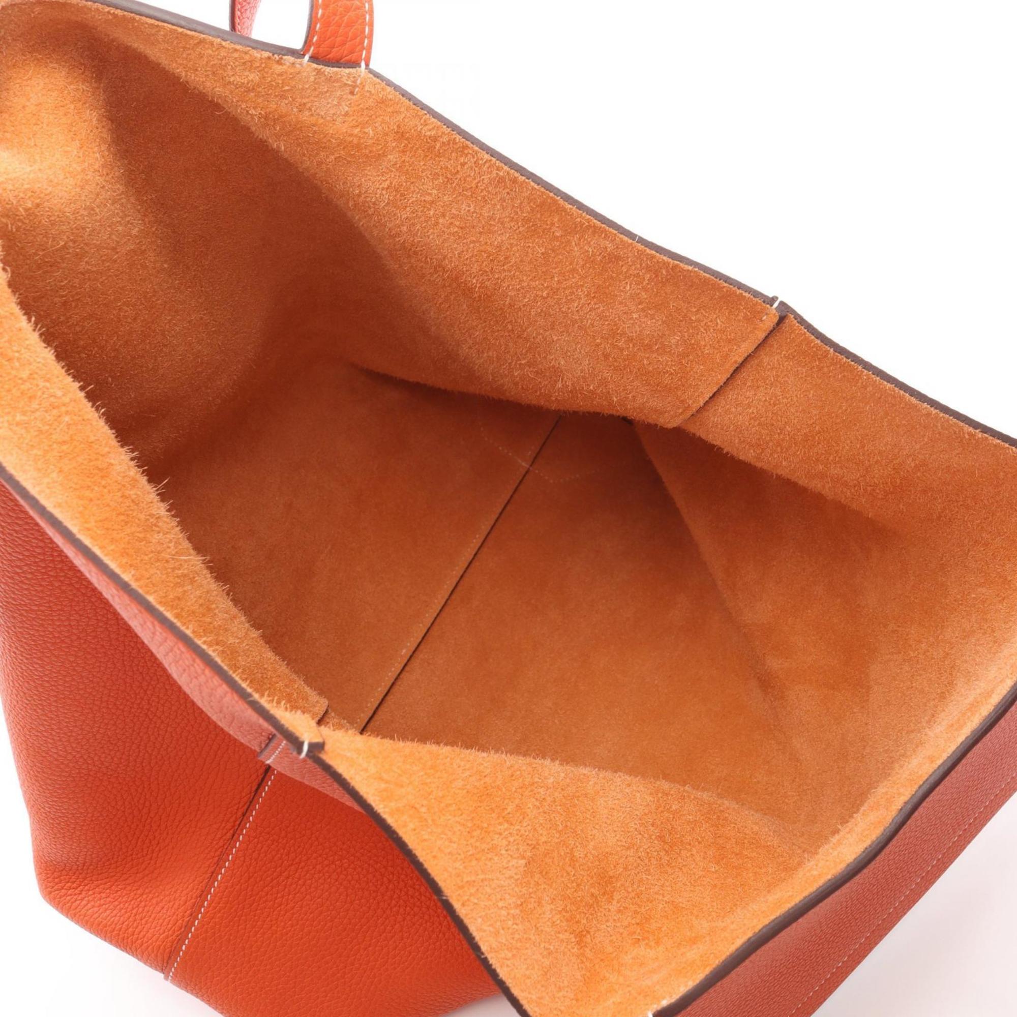 Hermes Orange Taurillon Clemence Leather Leather Tote Bag (Pre-Owned)