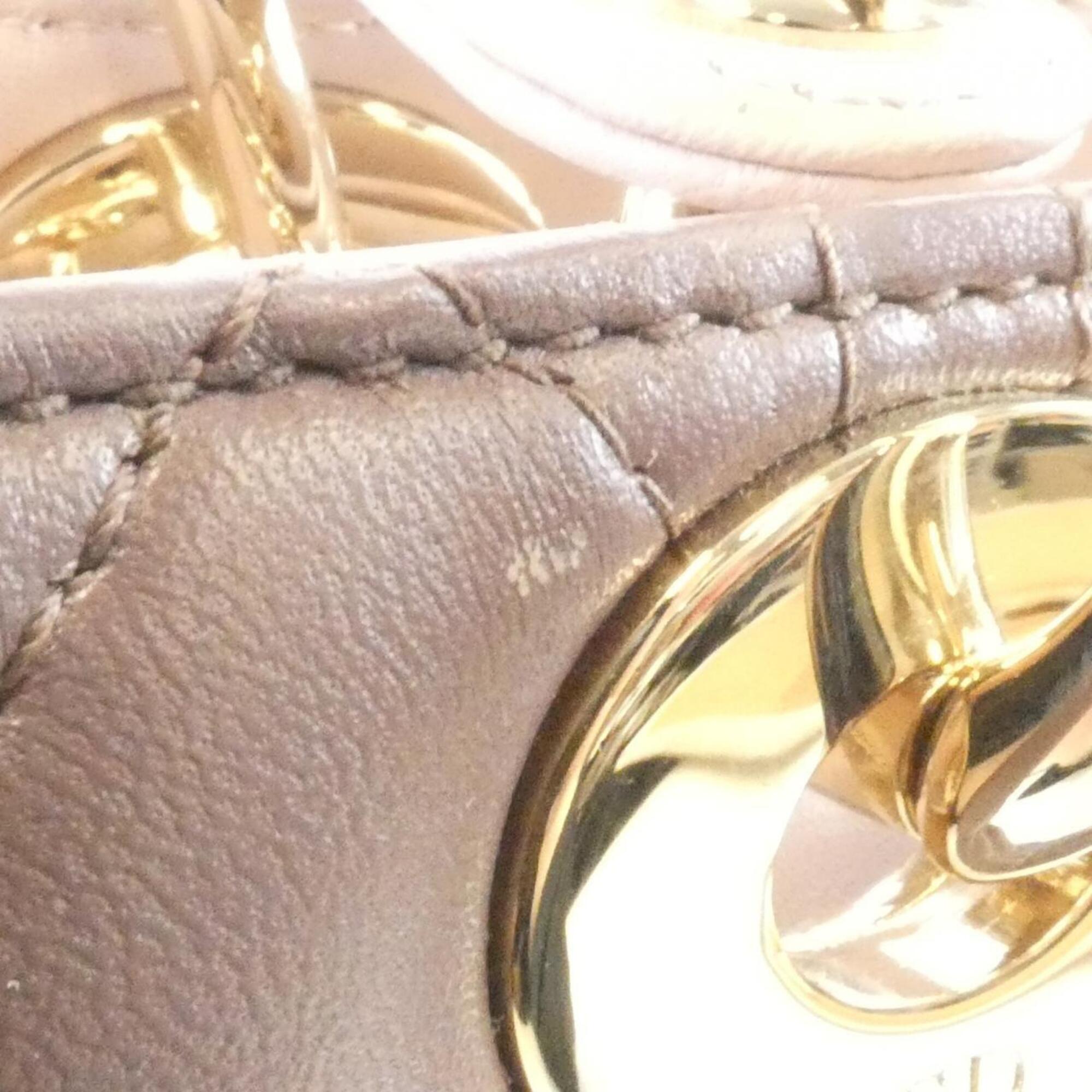 Christian Dior Gray Pink Leather Handbag (Pre-Owned)