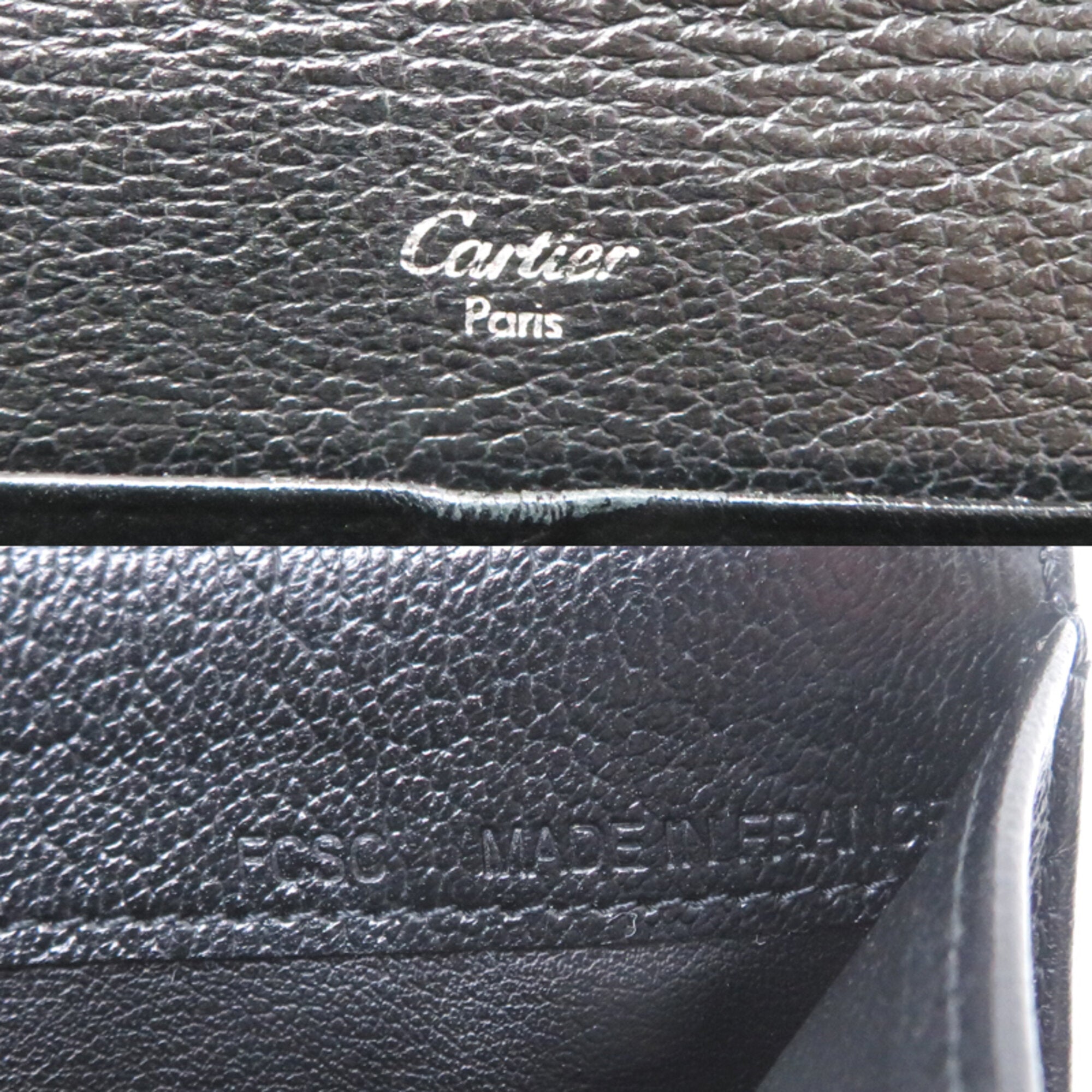 Cartier Black Leather Long Wallet (Bi-Fold) (Pre-Owned)