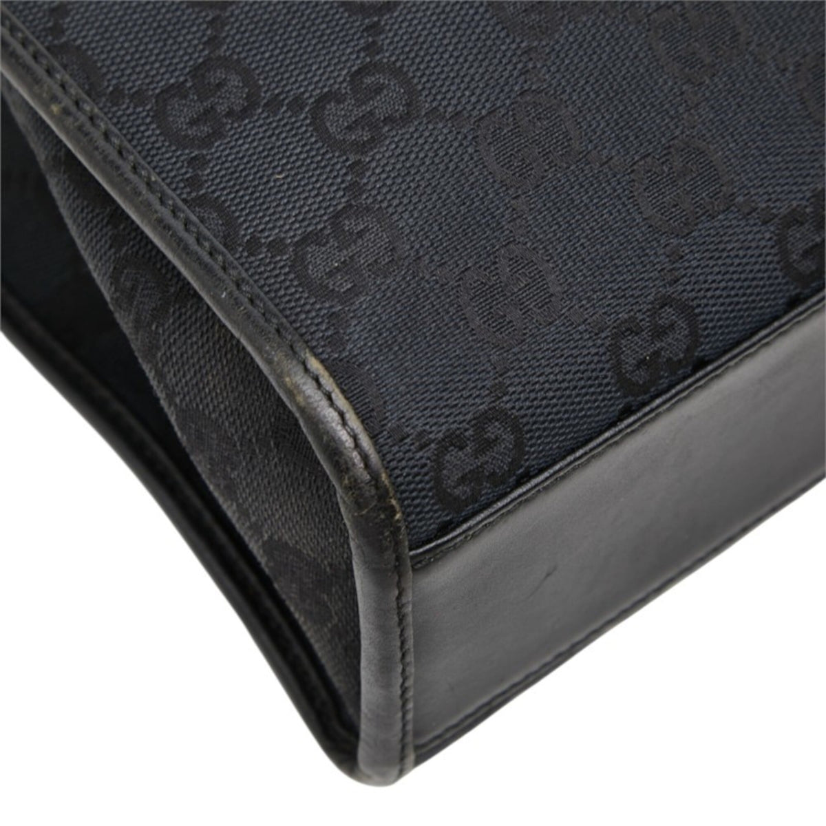 Gucci Black Canvas Leather Handbag Tote Bag (Pre-Owned)