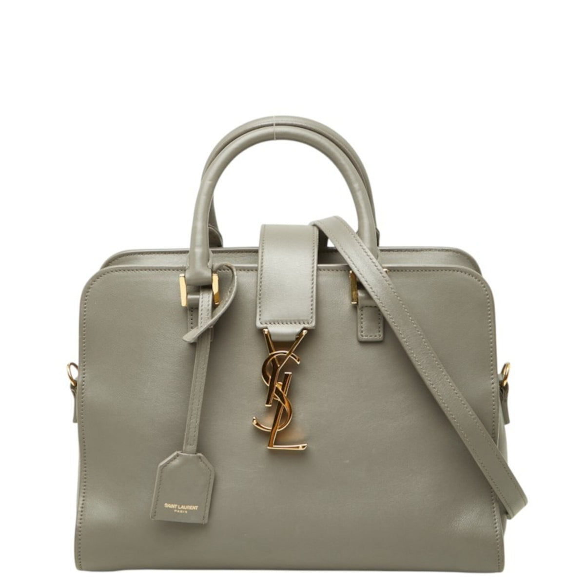 Saint Laurent Gray Leather Handbag Shoulder Bag (Pre-Owned)