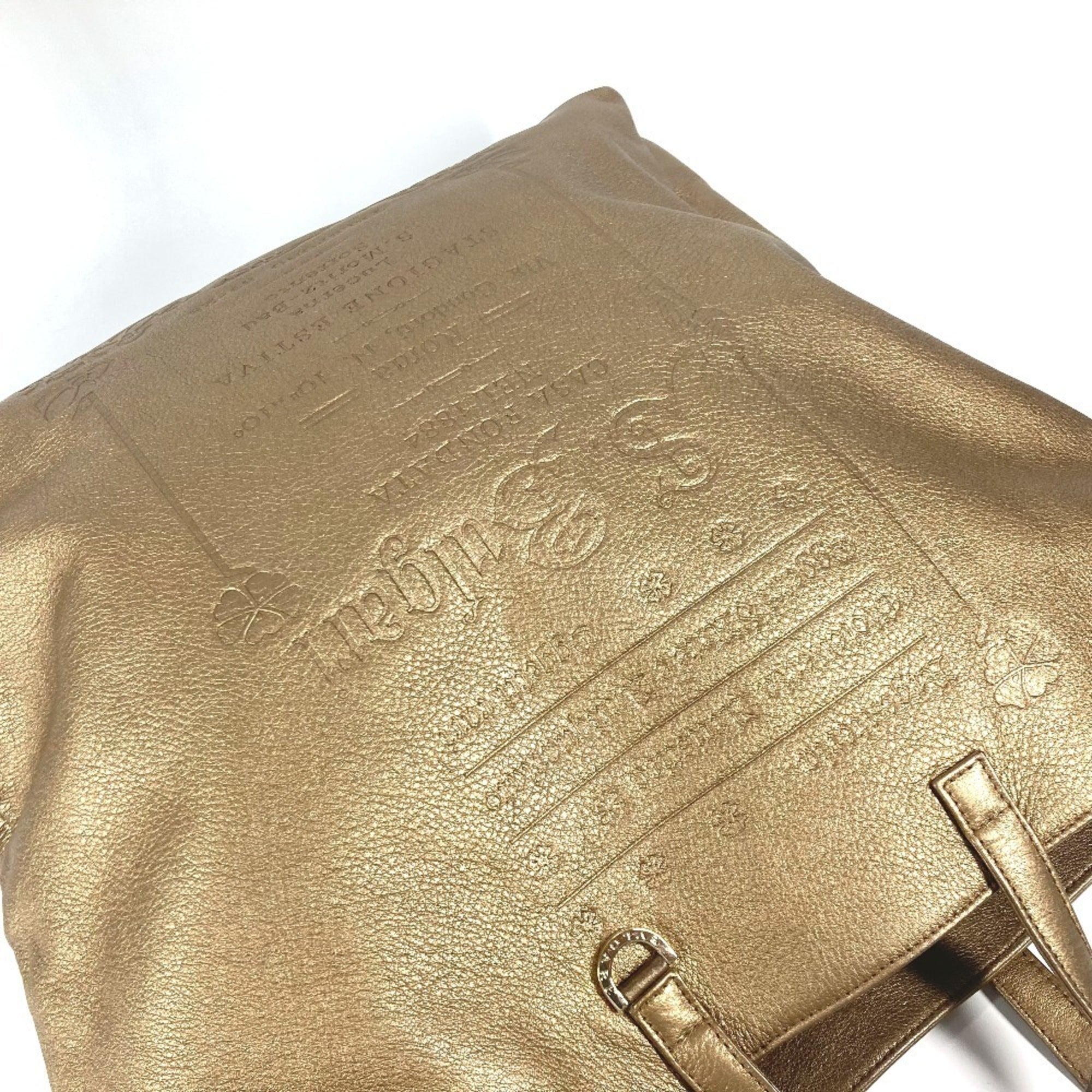 Bvlgari Gold Leather Handbag Tote Bag (Pre-Owned)