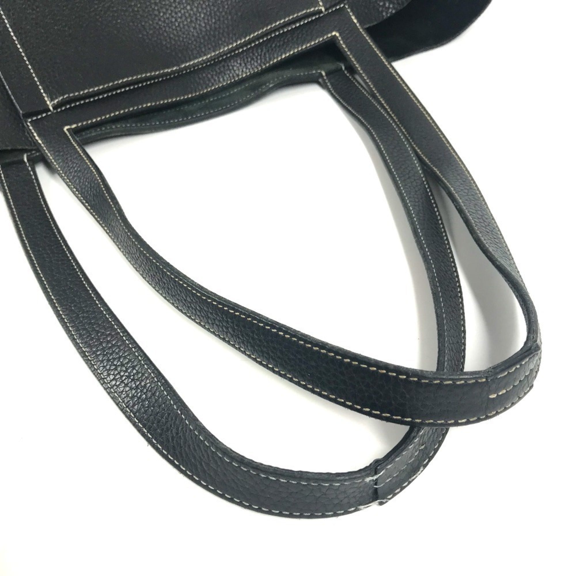 Hermes Black Leather Shoulder Bag Tote Bag (Pre-Owned)