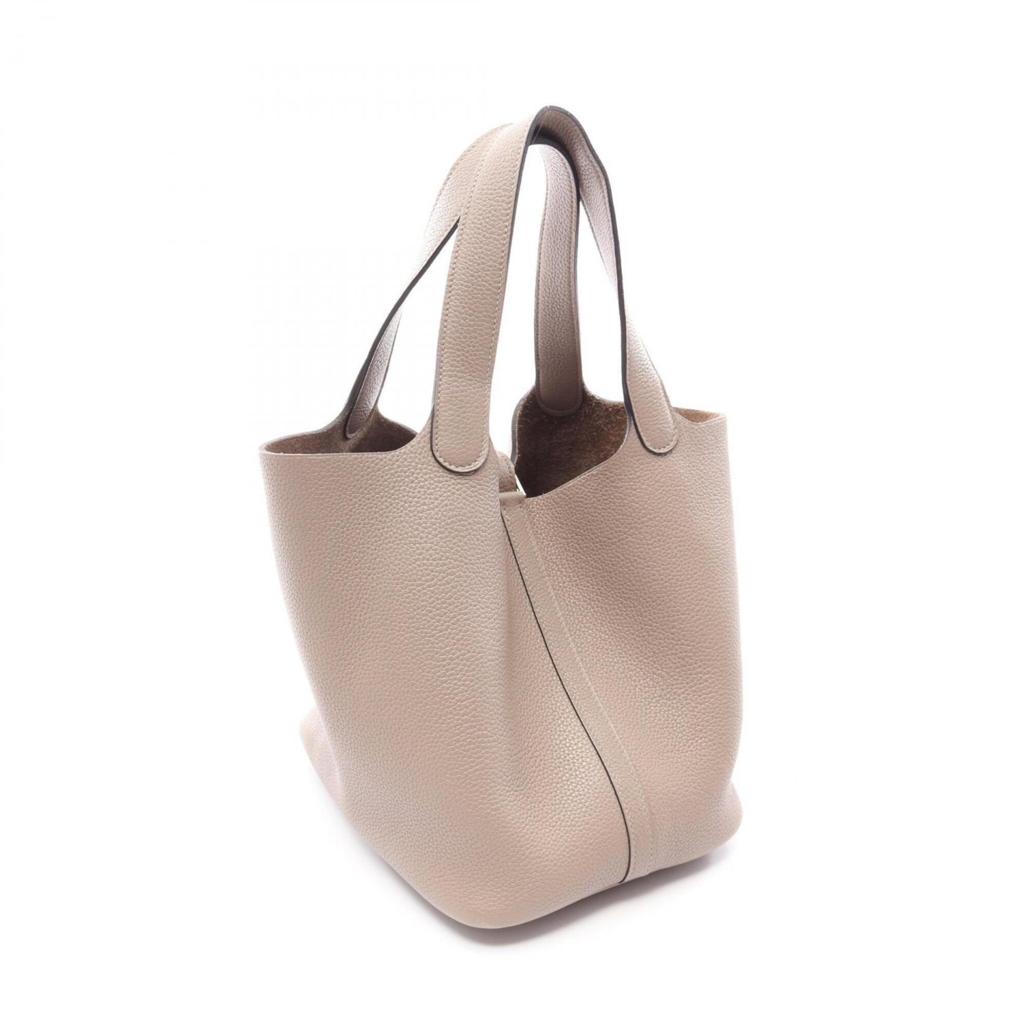 Hermes Beige Gris Tourterelle Taurillon Clemence Leather Handbag (Pre-Owned)