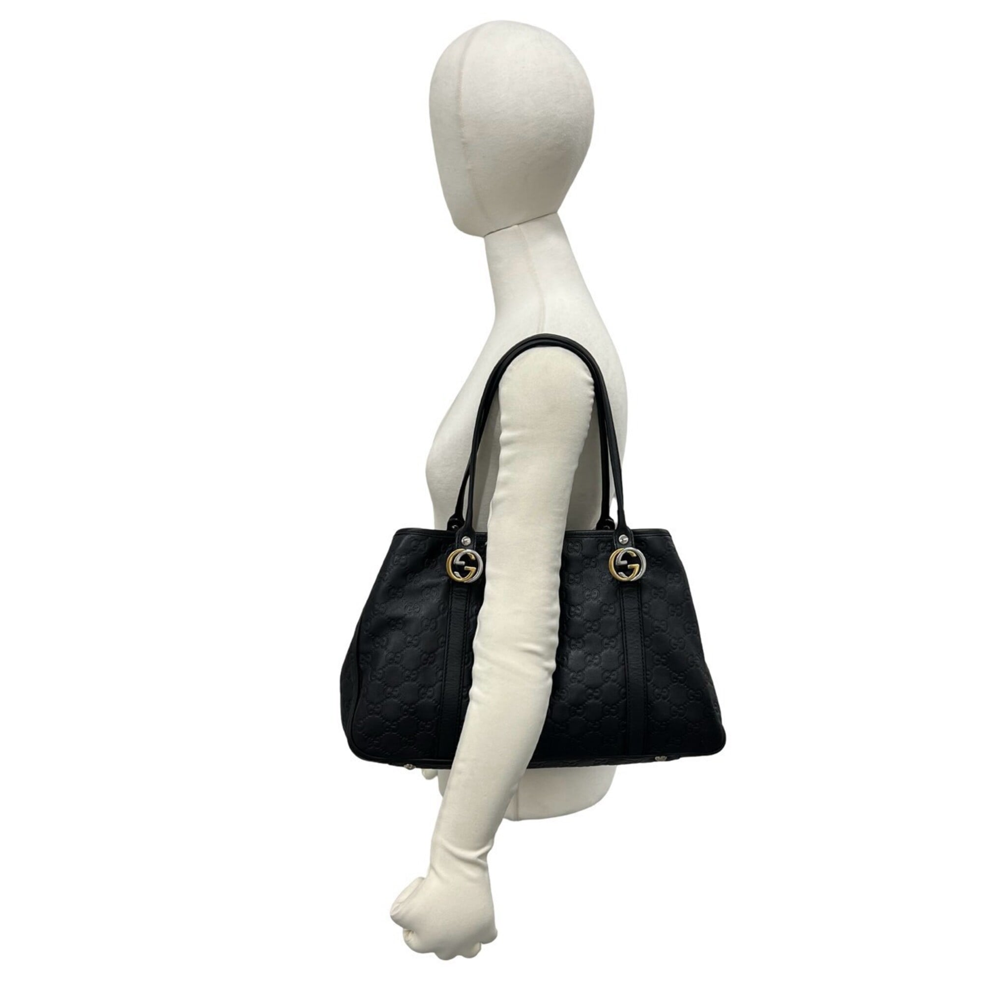 Gucci Black Leather Handbag Shoulder Bag Tote Bag (Pre-Owned)