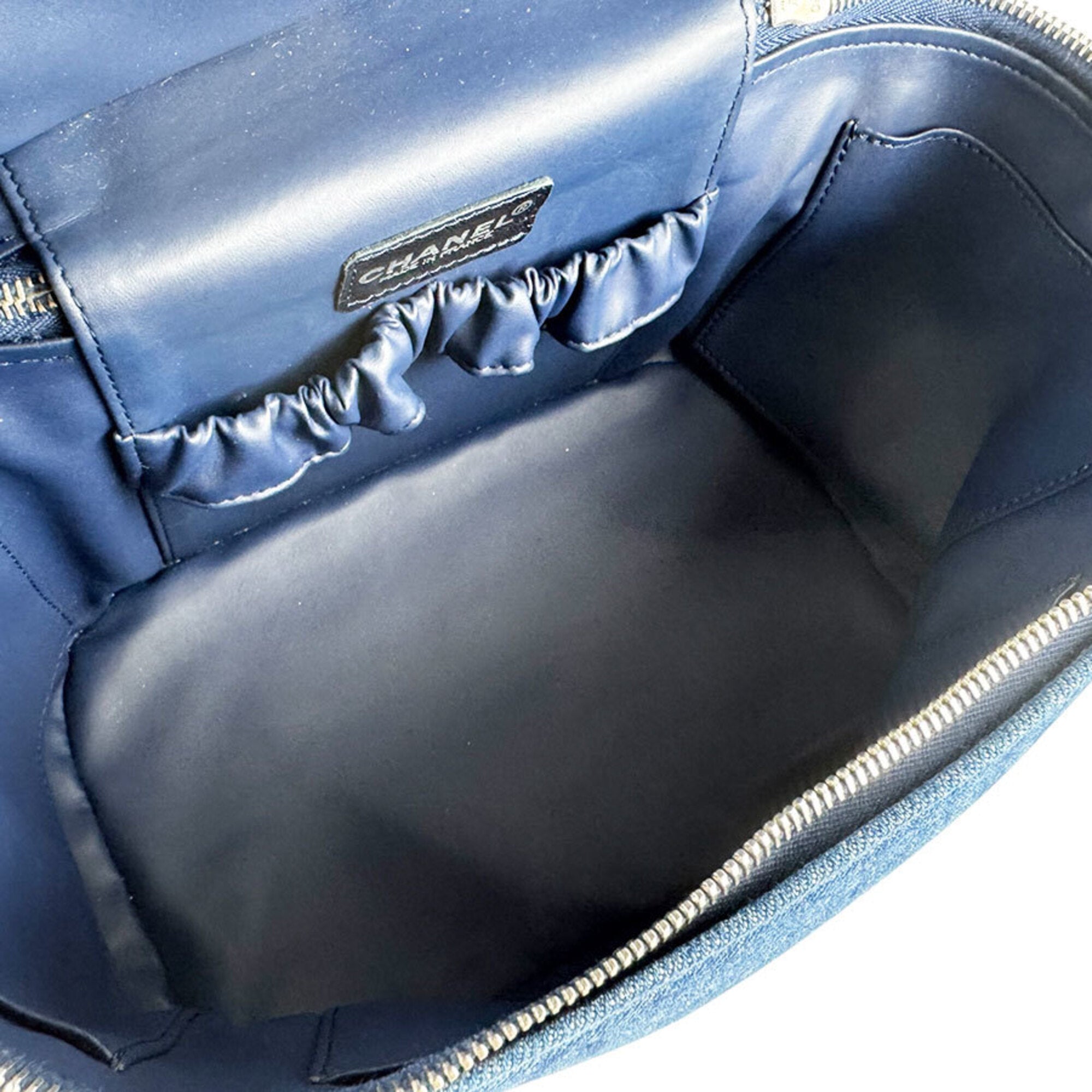 Chanel Blue Denim Shoulder Bag Vanity Bag (Pre-Owned)