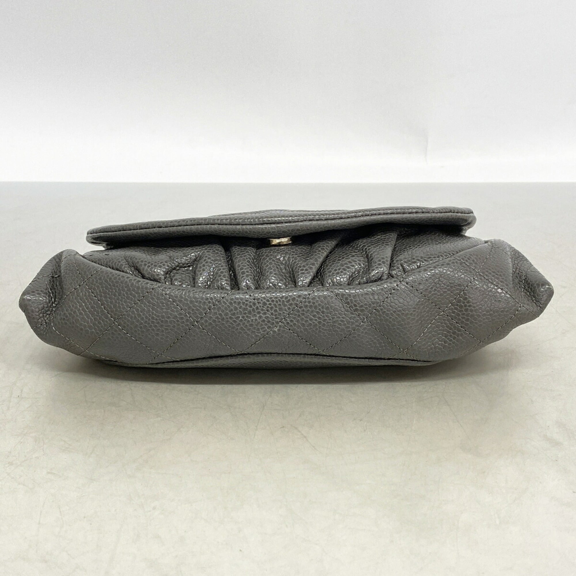 Chanel Gray Grained Calfskin Shoulder Bag (Pre-Owned)