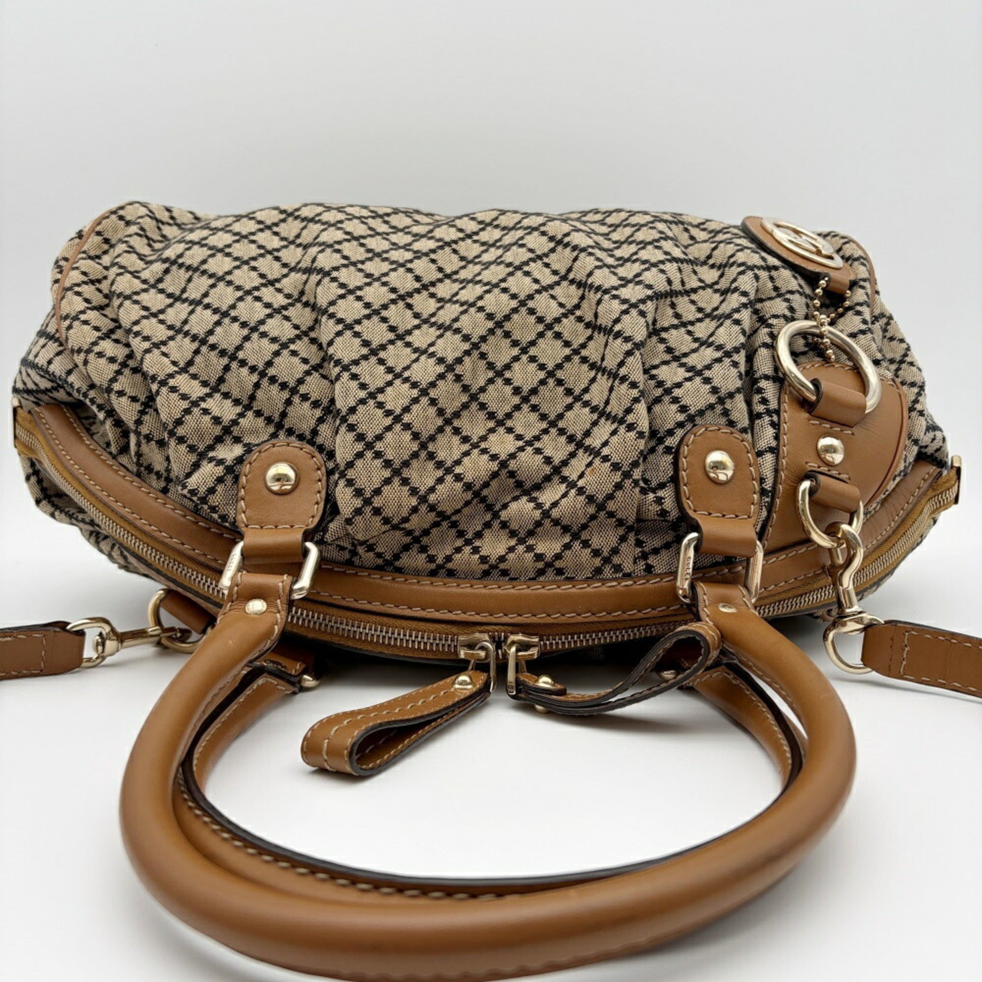 Gucci Brown Canvas Leather Shoulder Bag (Pre-Owned)