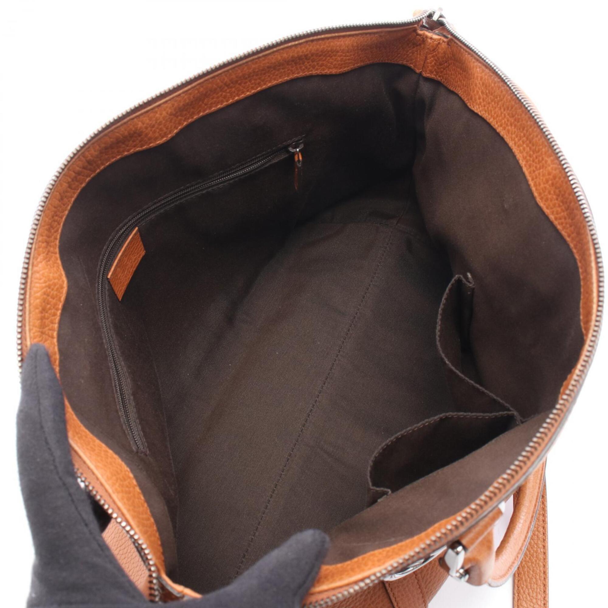 Gucci Brown Leather Handbag Tote Bag (Pre-Owned)