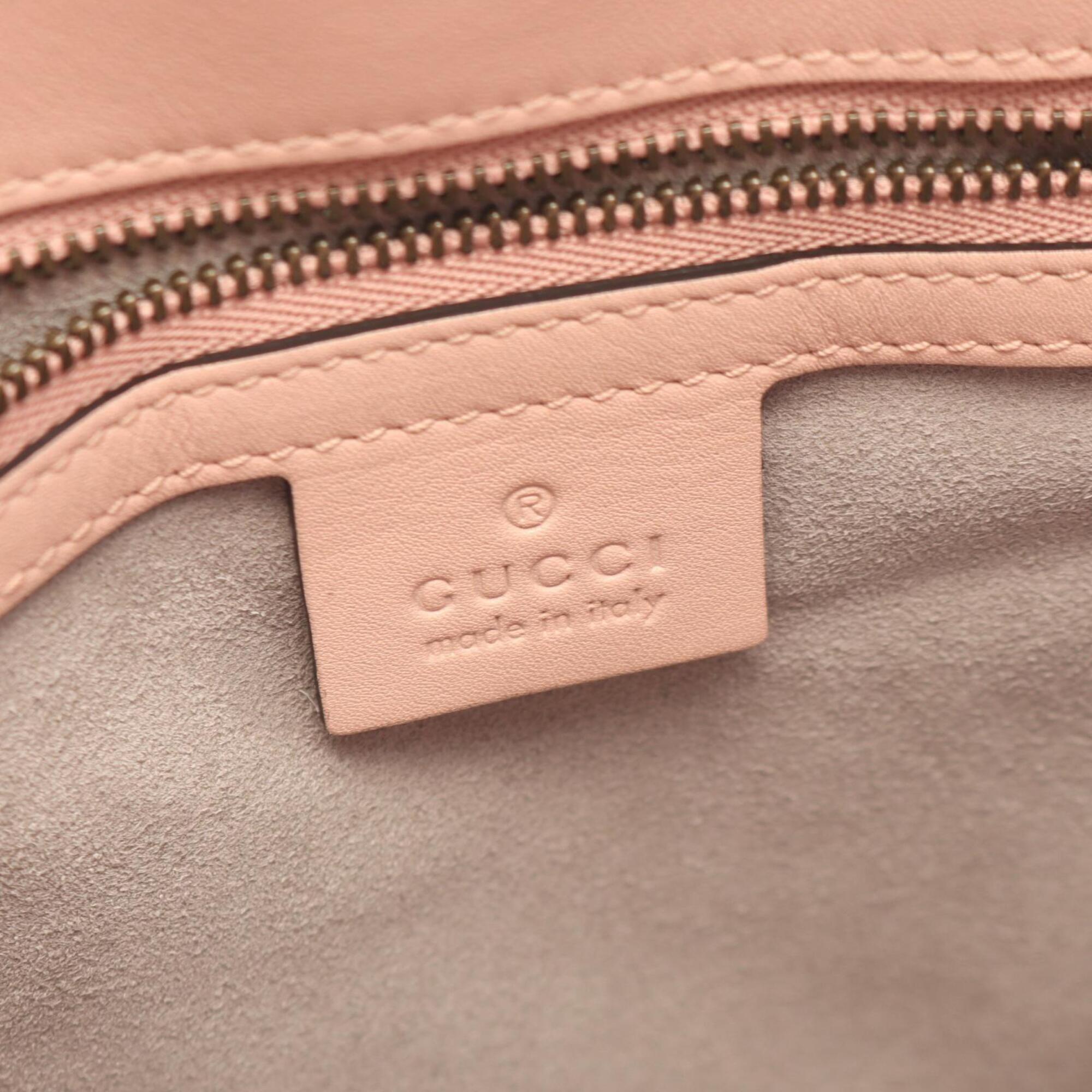 Gucci Gg Marmont Pink Leather Handbag Shoulder Bag (Pre-Owned)