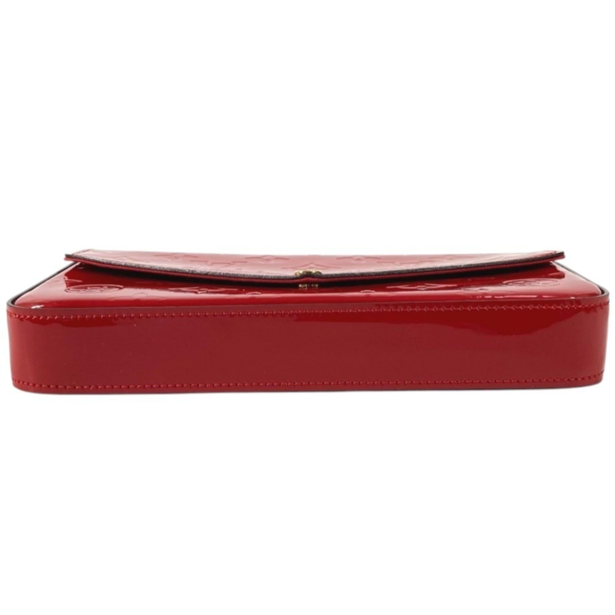 Louis Vuitton Red Color Monogram Vernis Canvas Clutch Bag Pochette Shoulder Bag (Pre-Owned)