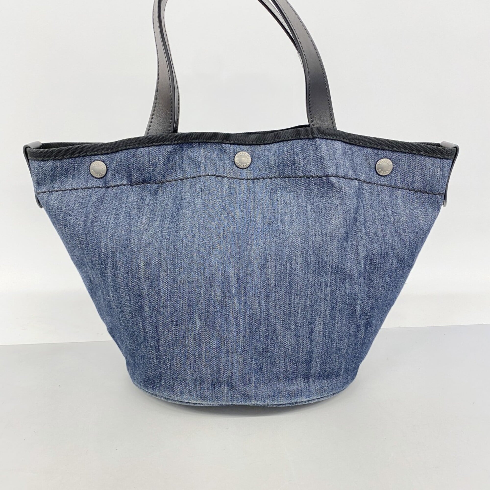 Prada Black Blue Denim Tote Bag (Pre-Owned)