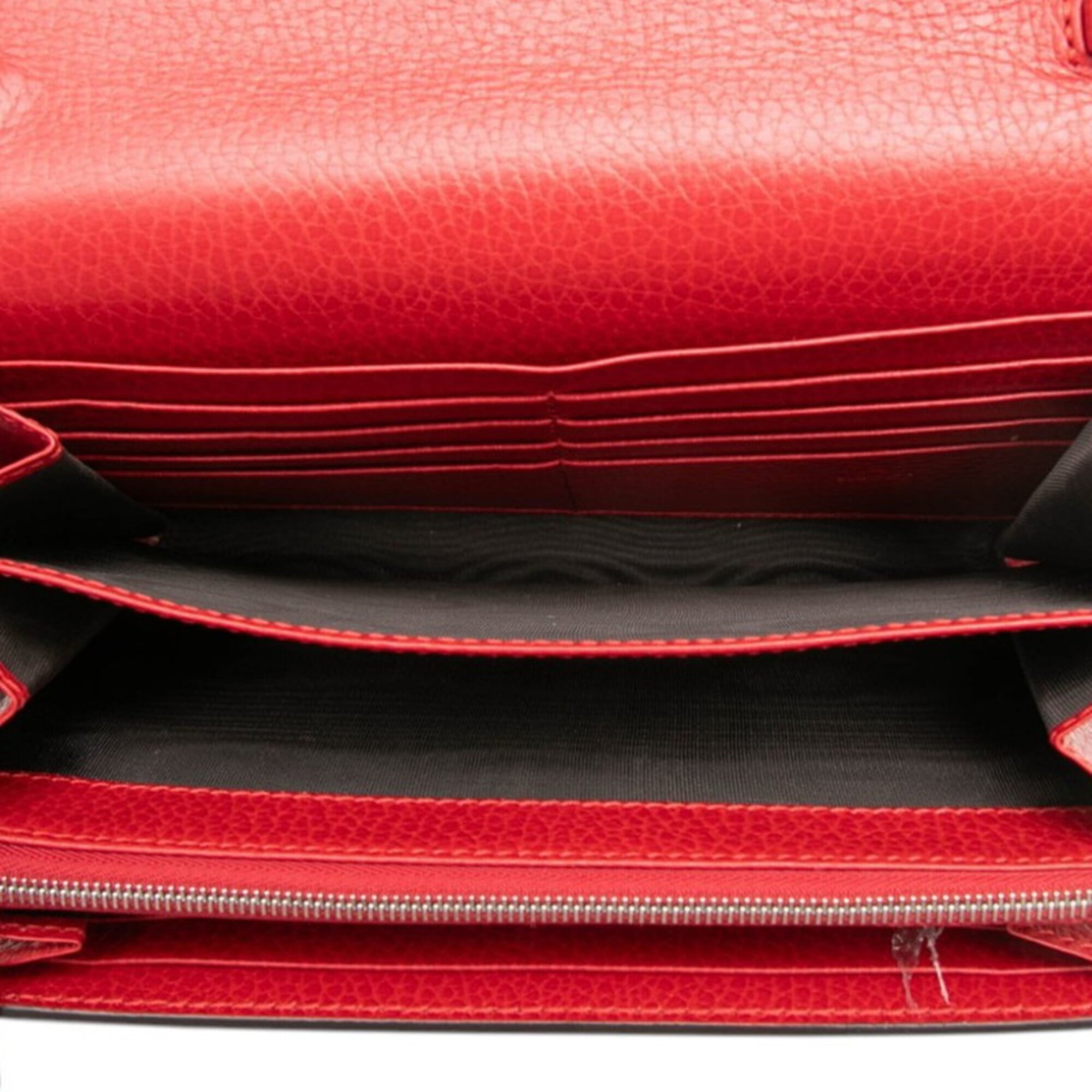 Gucci Red Color Leather Shoulder Bag (Pre-Owned)