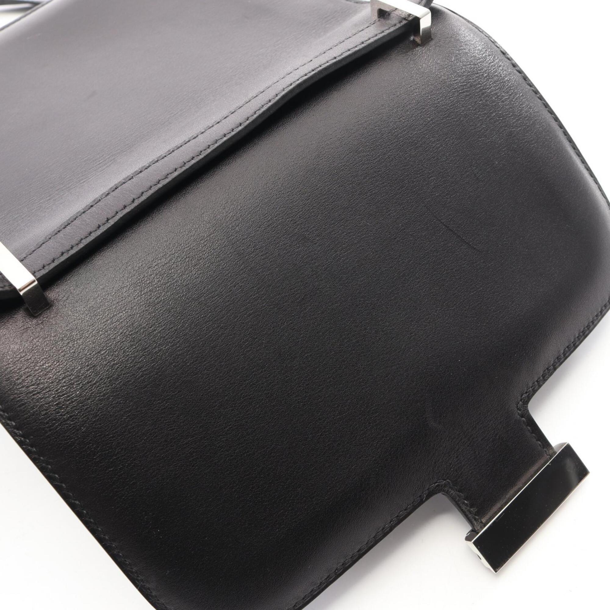 Hermes Black Swift Leather Handbag Shoulder Bag (Pre-Owned)