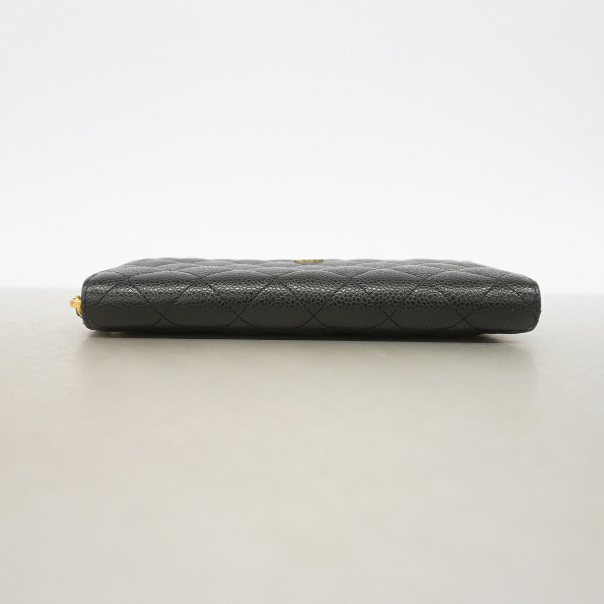 Chanel Black Grained Calfskin Long Wallet (Bi-Fold) (Pre-Owned)