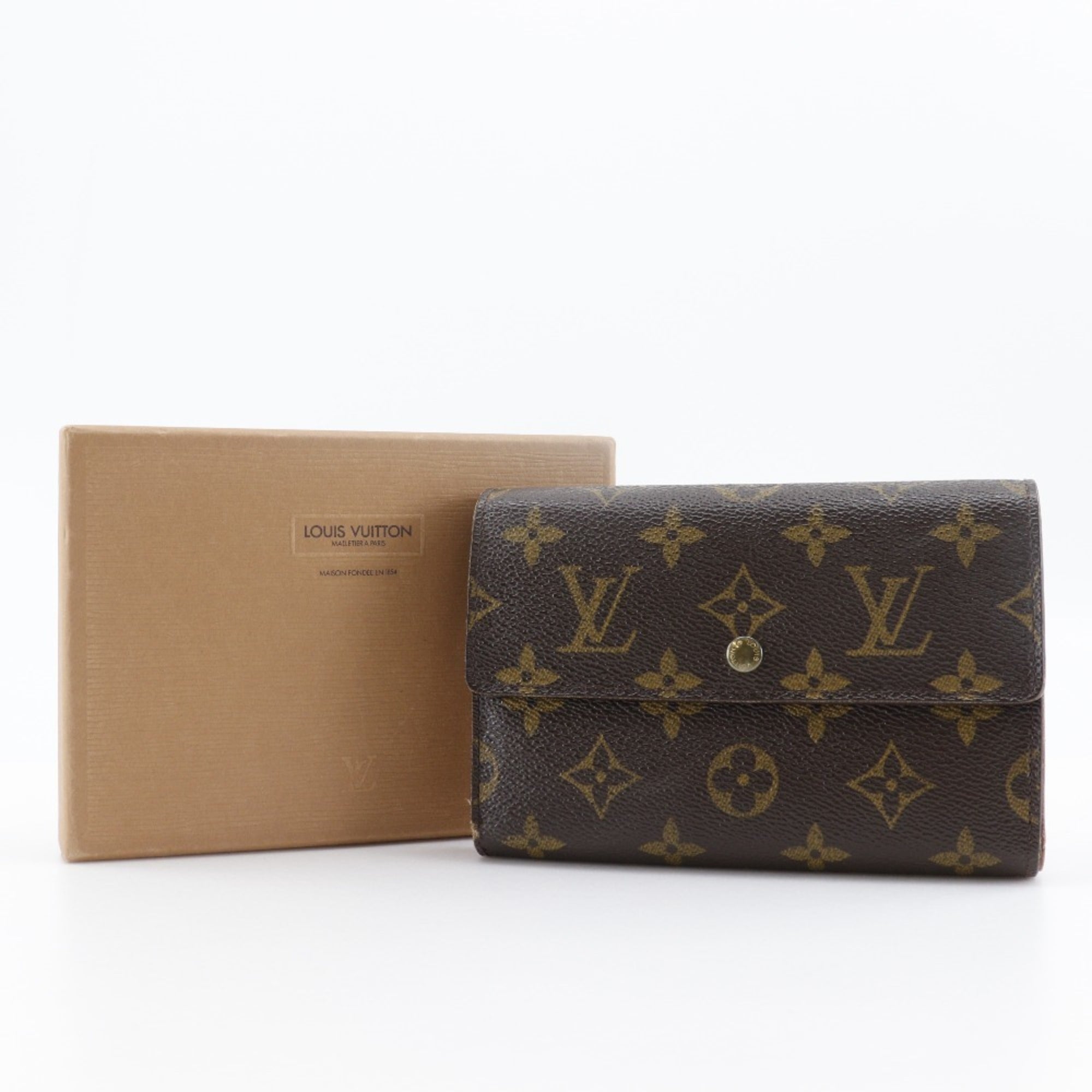 Louis Vuitton Brown Monogram Canvas Wallet (Tri-Fold) (Pre-Owned)