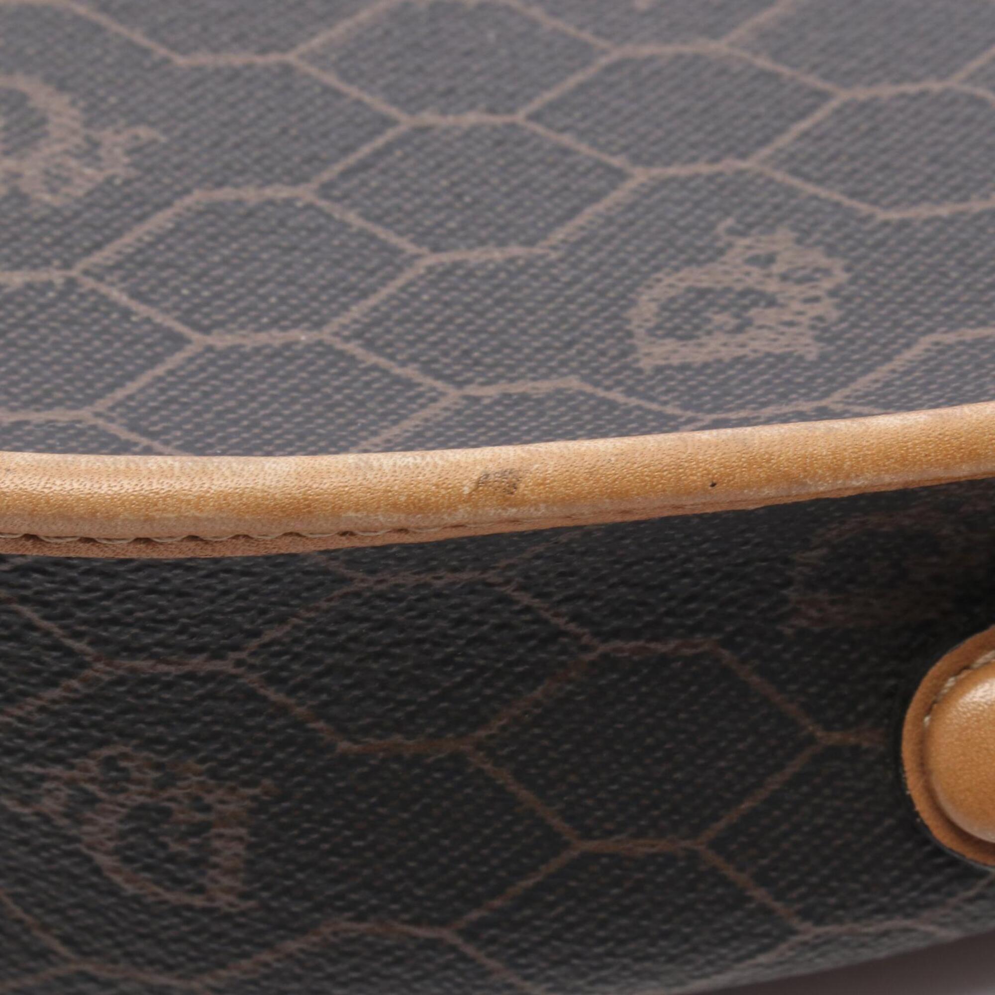 Christian Dior Black Brown Coated Canvas Leather Handbag Shoulder Bag (Pre-Owned)