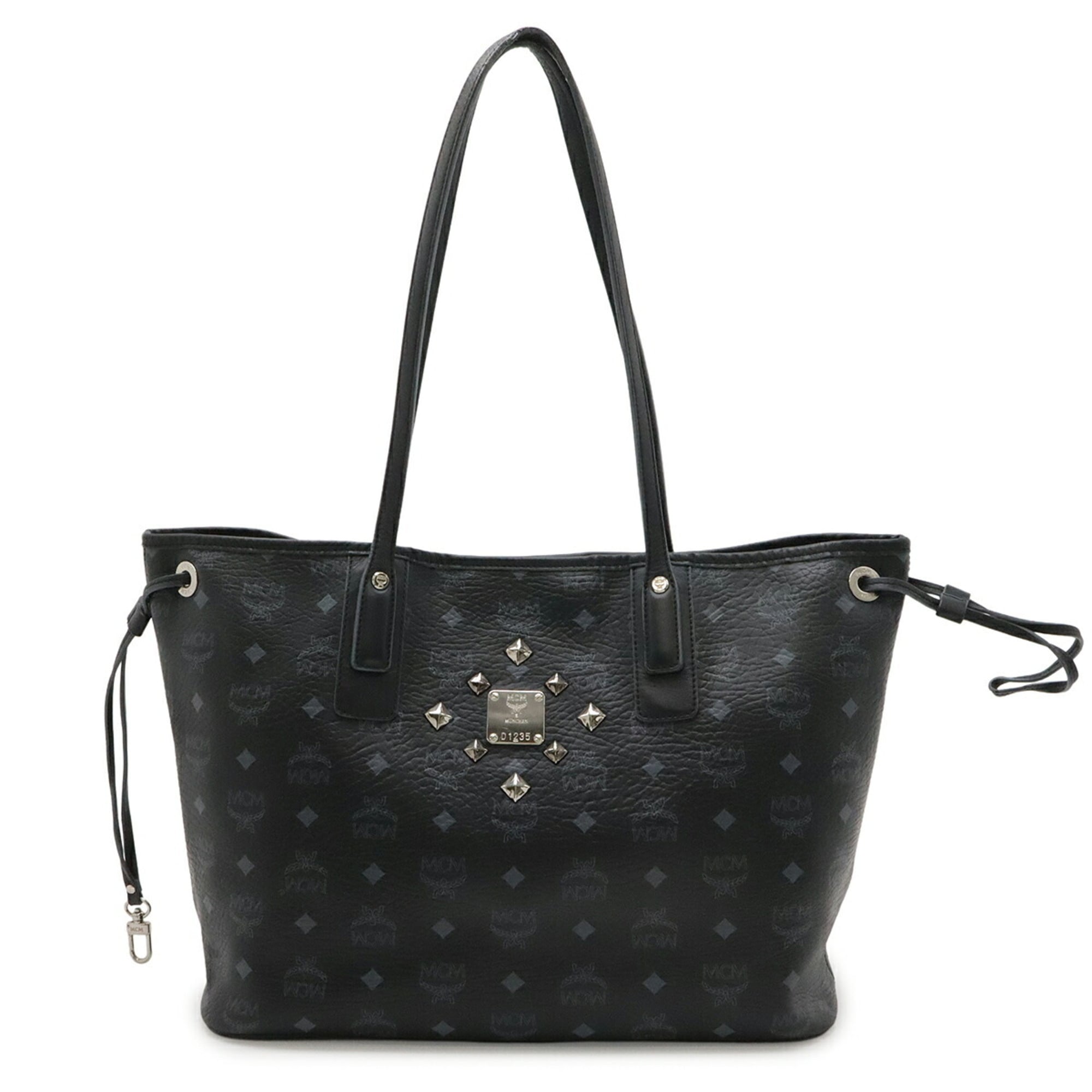 Mcm Visetos Black Gray Pvc Leather Shoulder Bag Tote Bag (Pre-Owned)