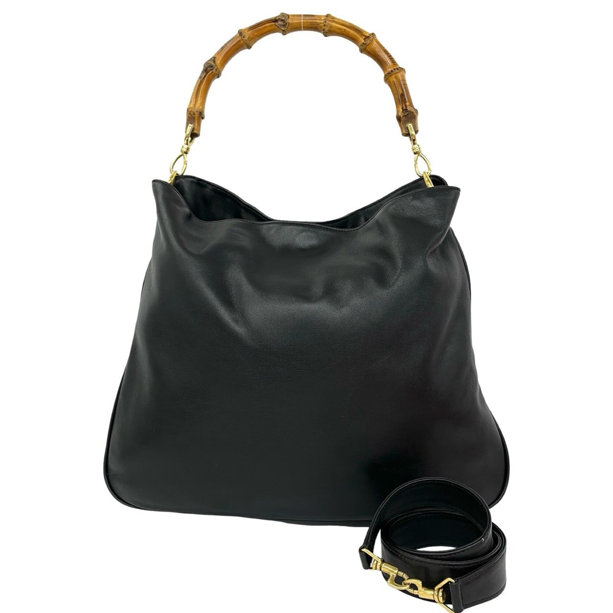 Gucci Black Leather Handbag Shoulder Bag Tote Bag (Pre-Owned)