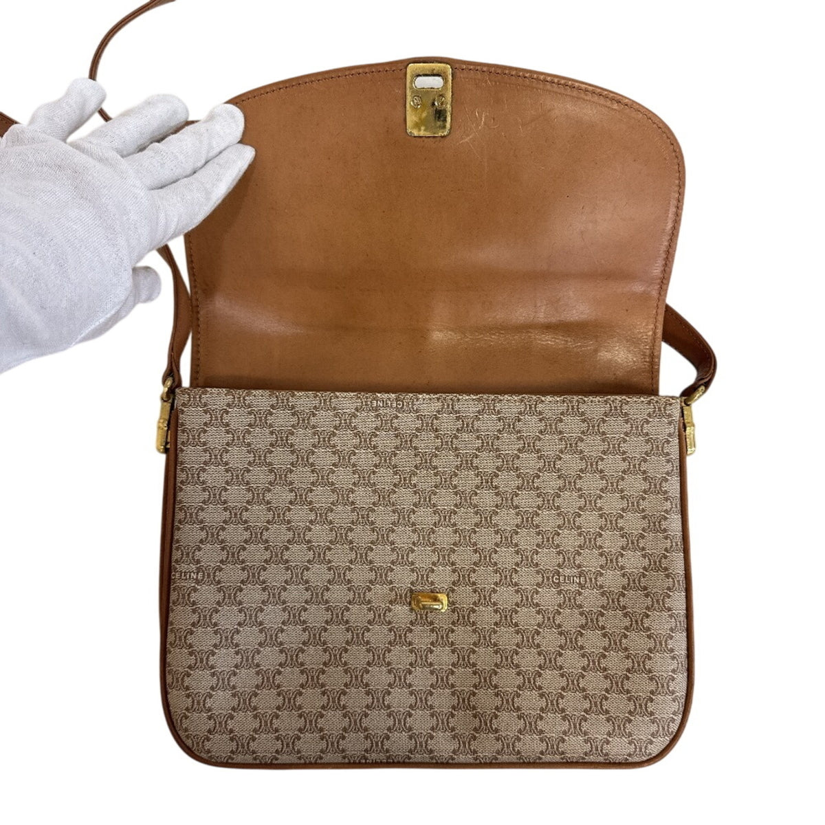 Celine Beige Brown Pvc Pochette Shoulder Bag (Pre-Owned)