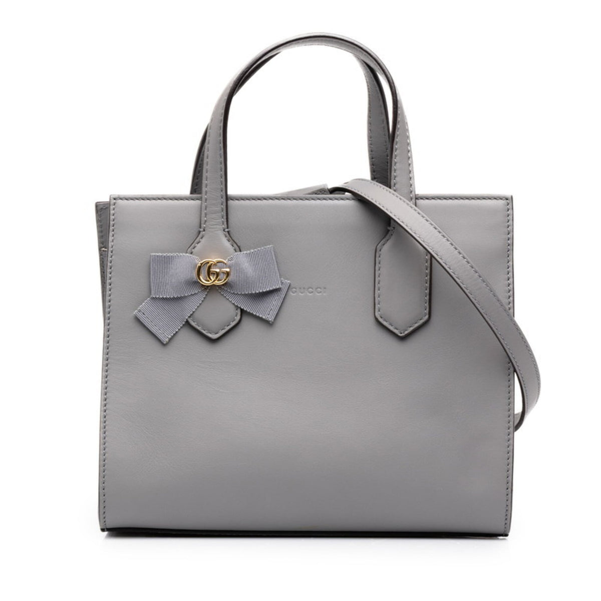 Gucci Gray Leather Handbag Shoulder Bag (Pre-Owned)