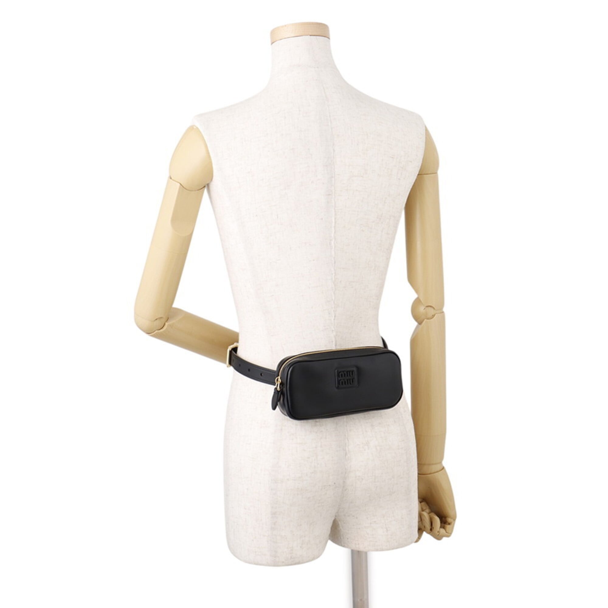 Miu Miu Black Leather Fanny Pack Handbag (Pre-Owned)